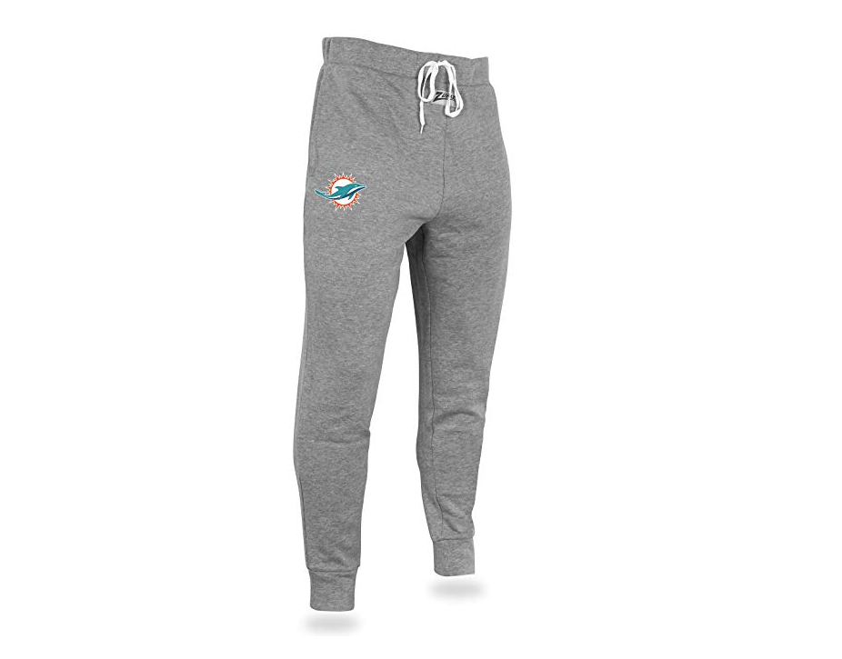 Zubaz NFL Men's Miami Dolphins Solid Gray Team Logo Jogger Pants