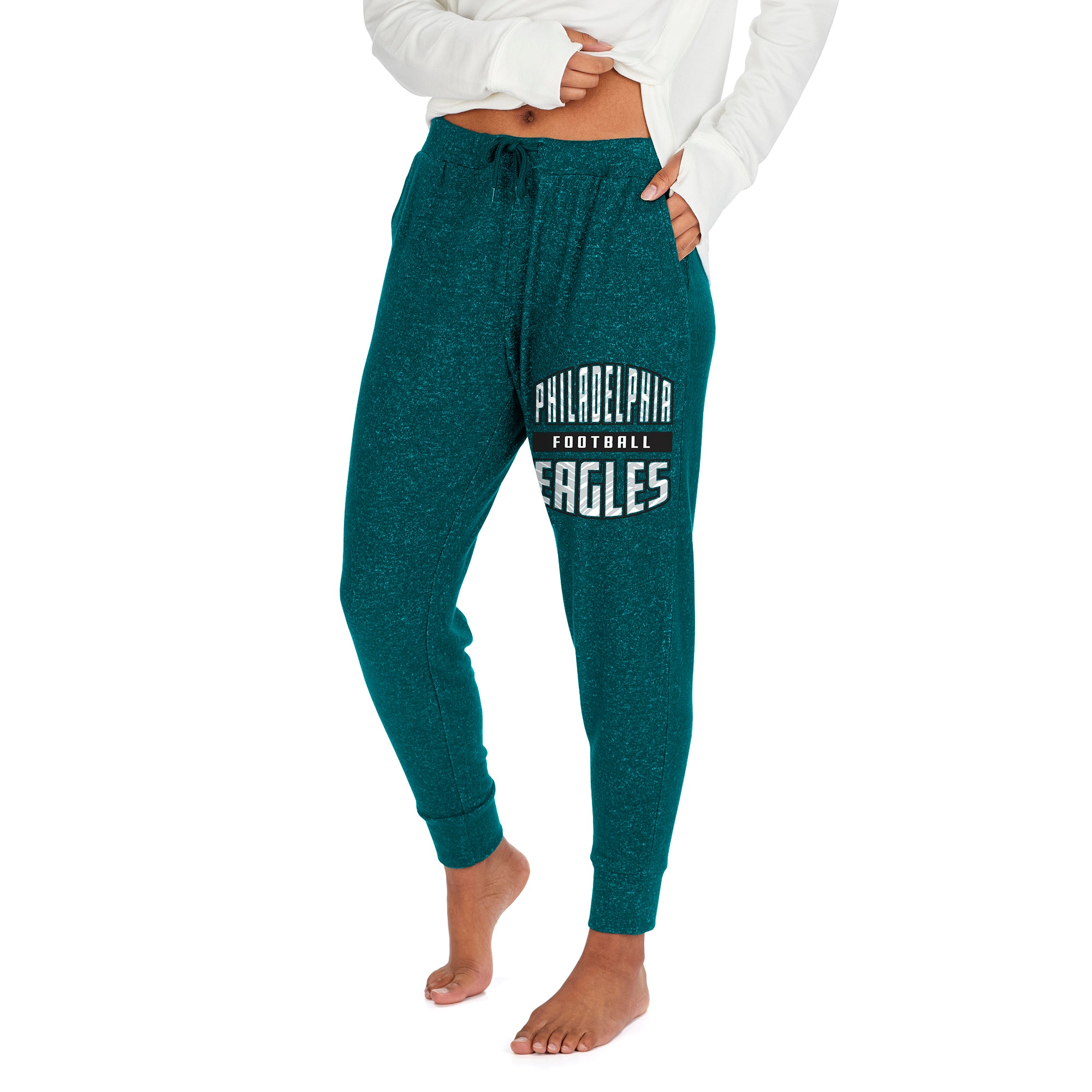 Zubaz Women's NFL Philadelphia Eagles Marled Lightweight Jogger Pant