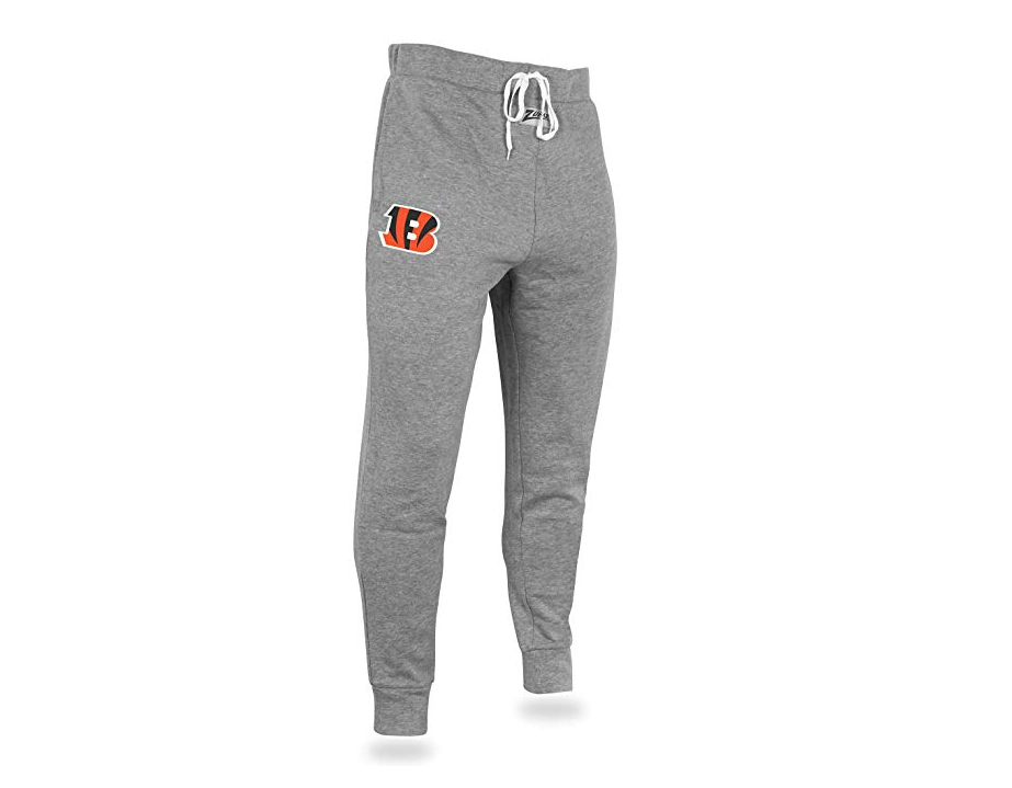 Zubaz NFL Men's Cincinnatti Bengals Solid Gray Team Logo Jogger Pants