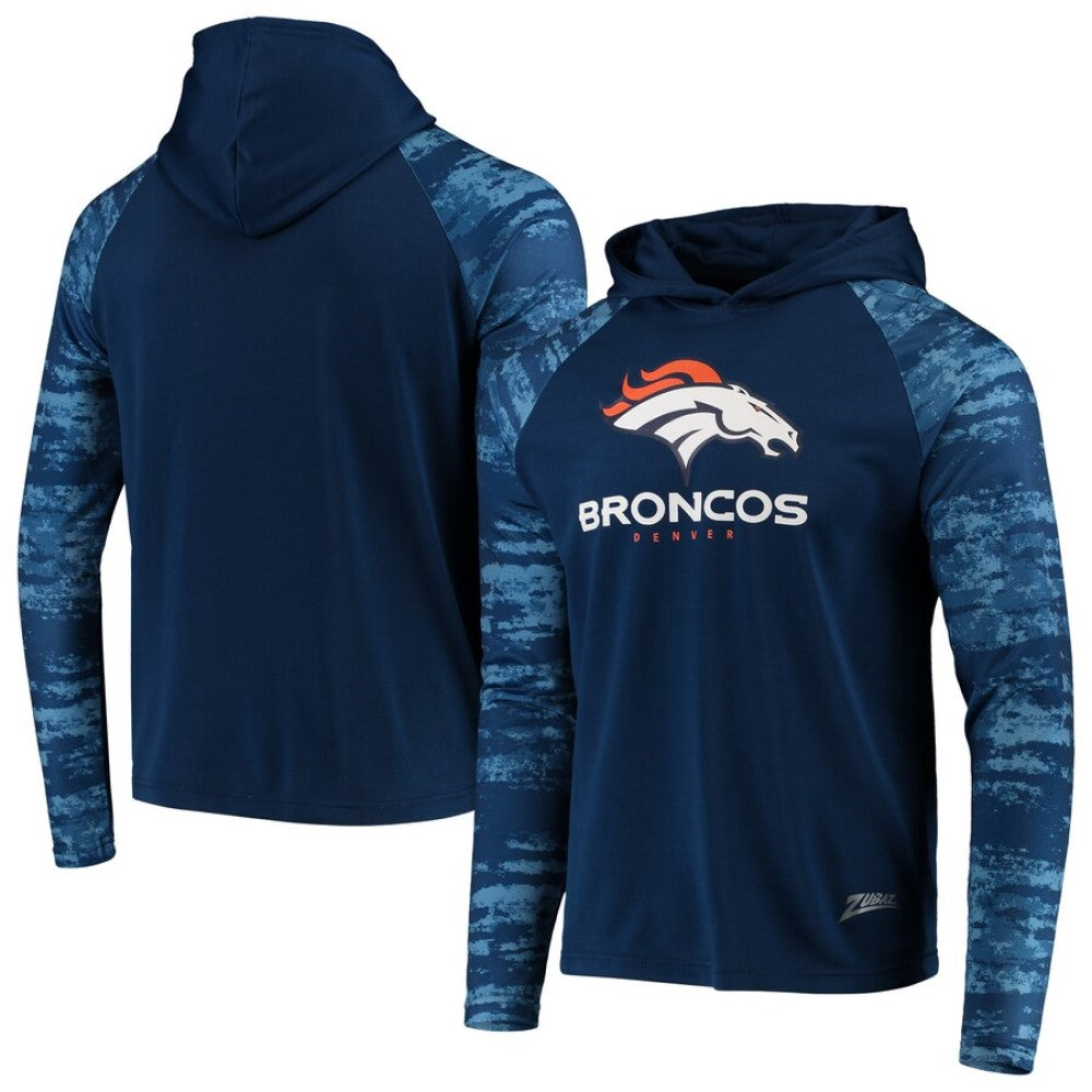 Zubaz NFL Men's Denver Broncos Oxide Raglan French Terry Pullover Hoodie