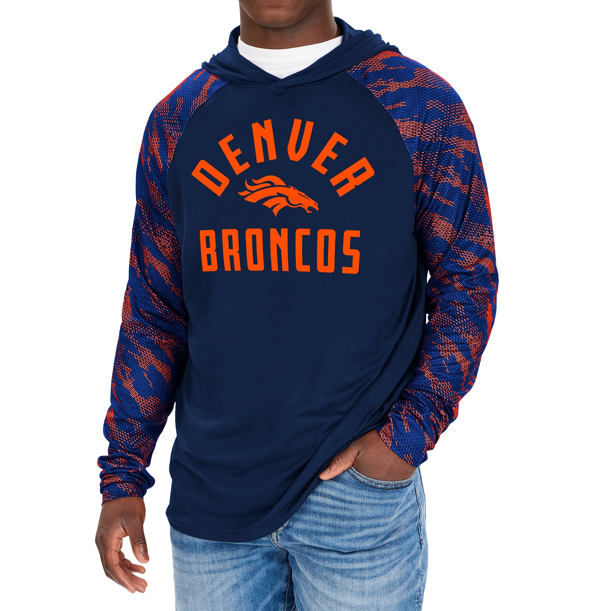 Zubaz NFL Men's Denver Broncos Viper Print Pullover Hooded Sweatshirt