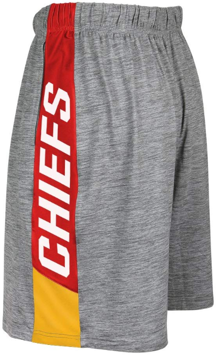 Zubaz NFL Football Men's Kansas City Chiefs Tonal Gray Space Dye W/Solid Stripe Shorts