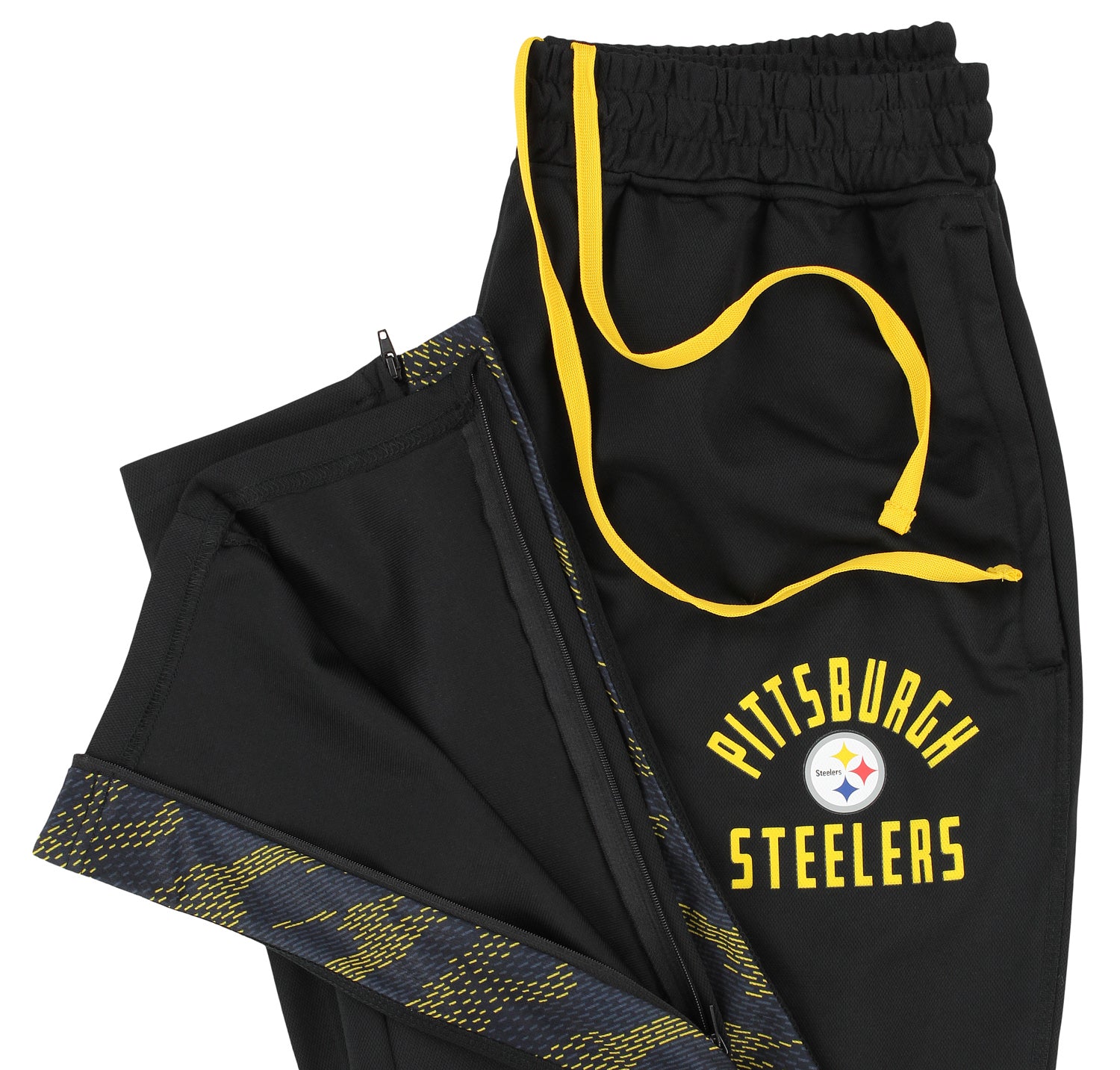 Zubaz NFL Men's Pittsburgh Steelers Viper Accent Elevated Jacquard Track Pants