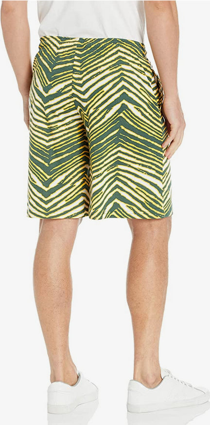 Zubaz Green Bay Packers NFL Men's Classic Zebra Print Shorts with Team Logo