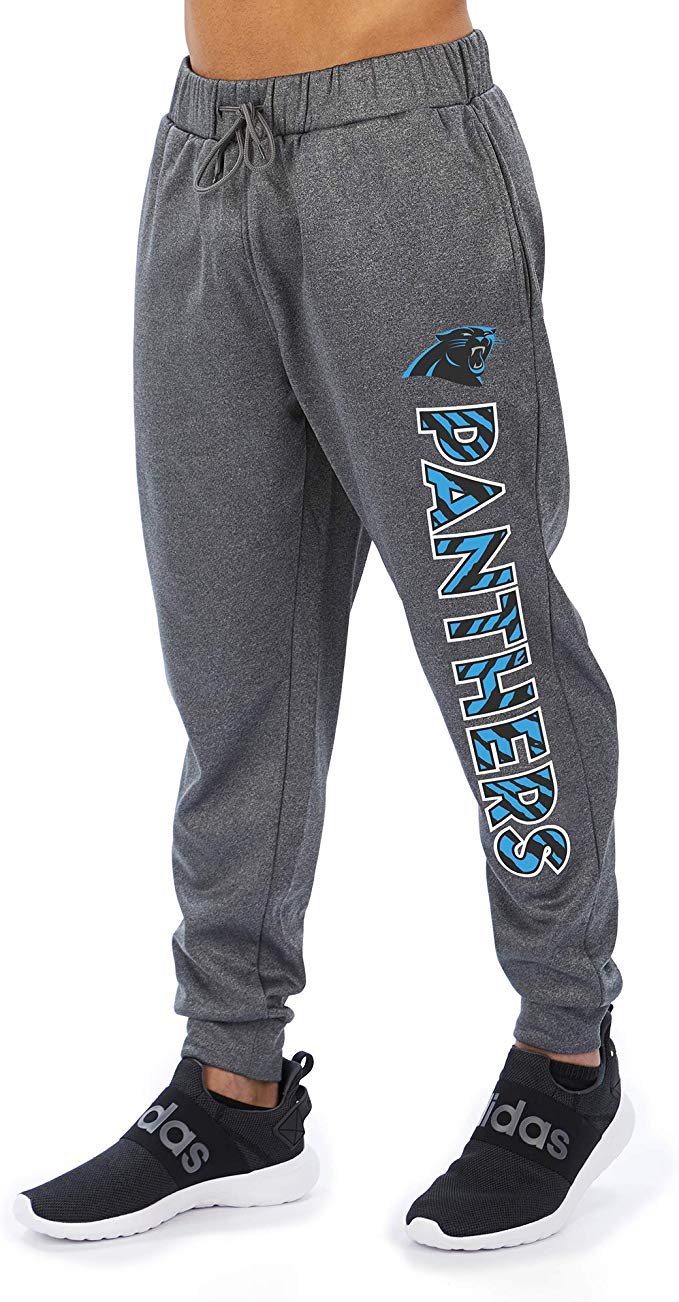 Zubaz NFL Football Men’s Carolina Panthers Gameday Zebra Wordmark Poly Fleece Jogger Pant