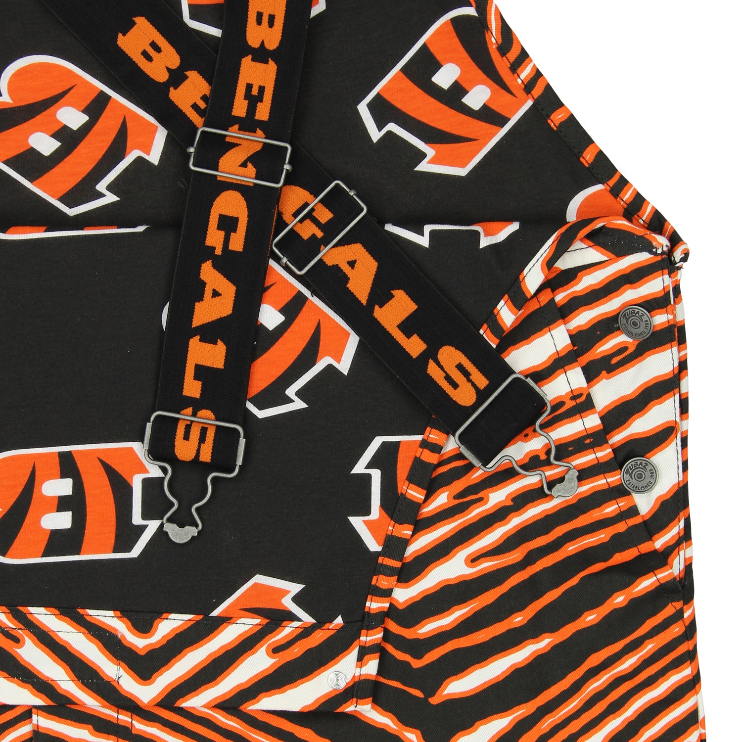 Zubaz NFL Men's Cincinnati Bengals Zebra Printed Team Bib Overalls