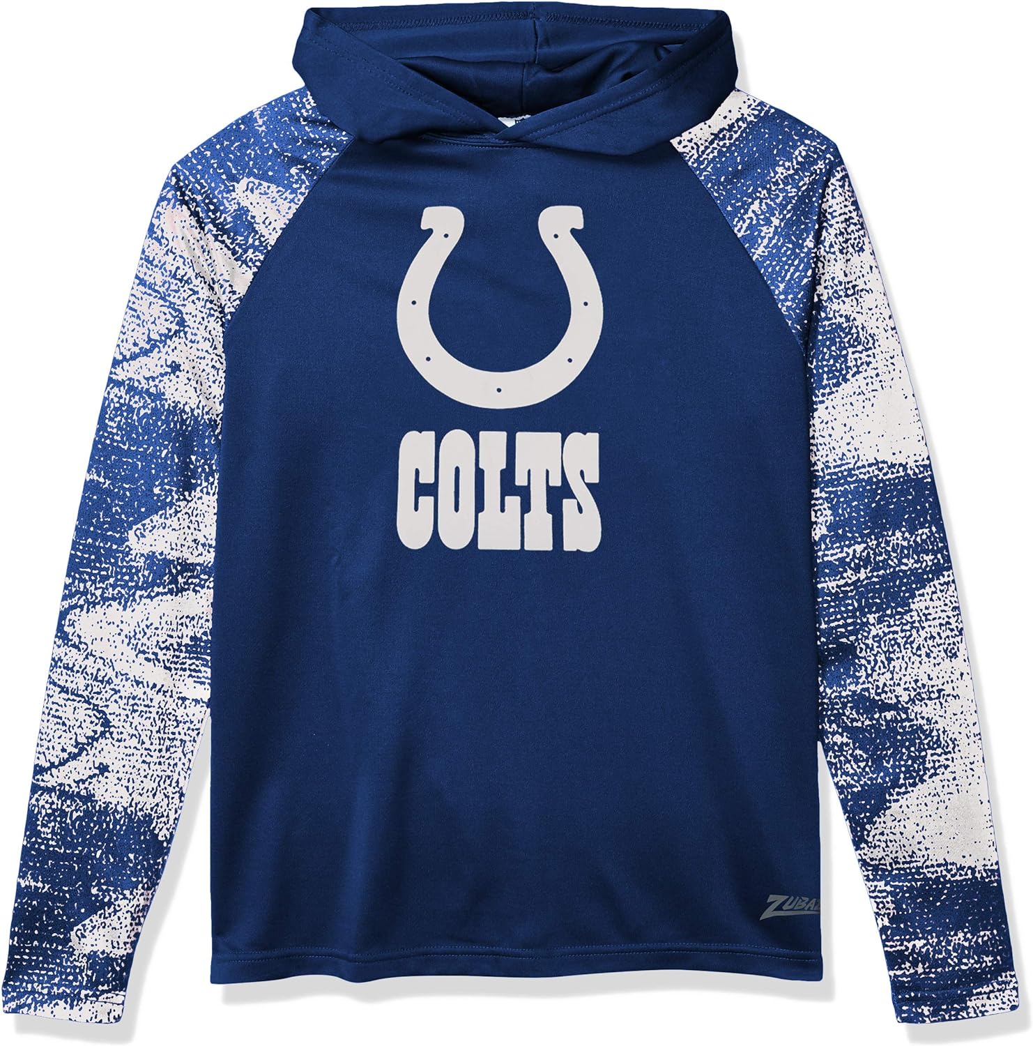 Zubaz NFL MENS INDIANAPOLIS COLTS SOLID BODY ROYAL/WHITE STATIC FRENCH TERRY LW HOOD