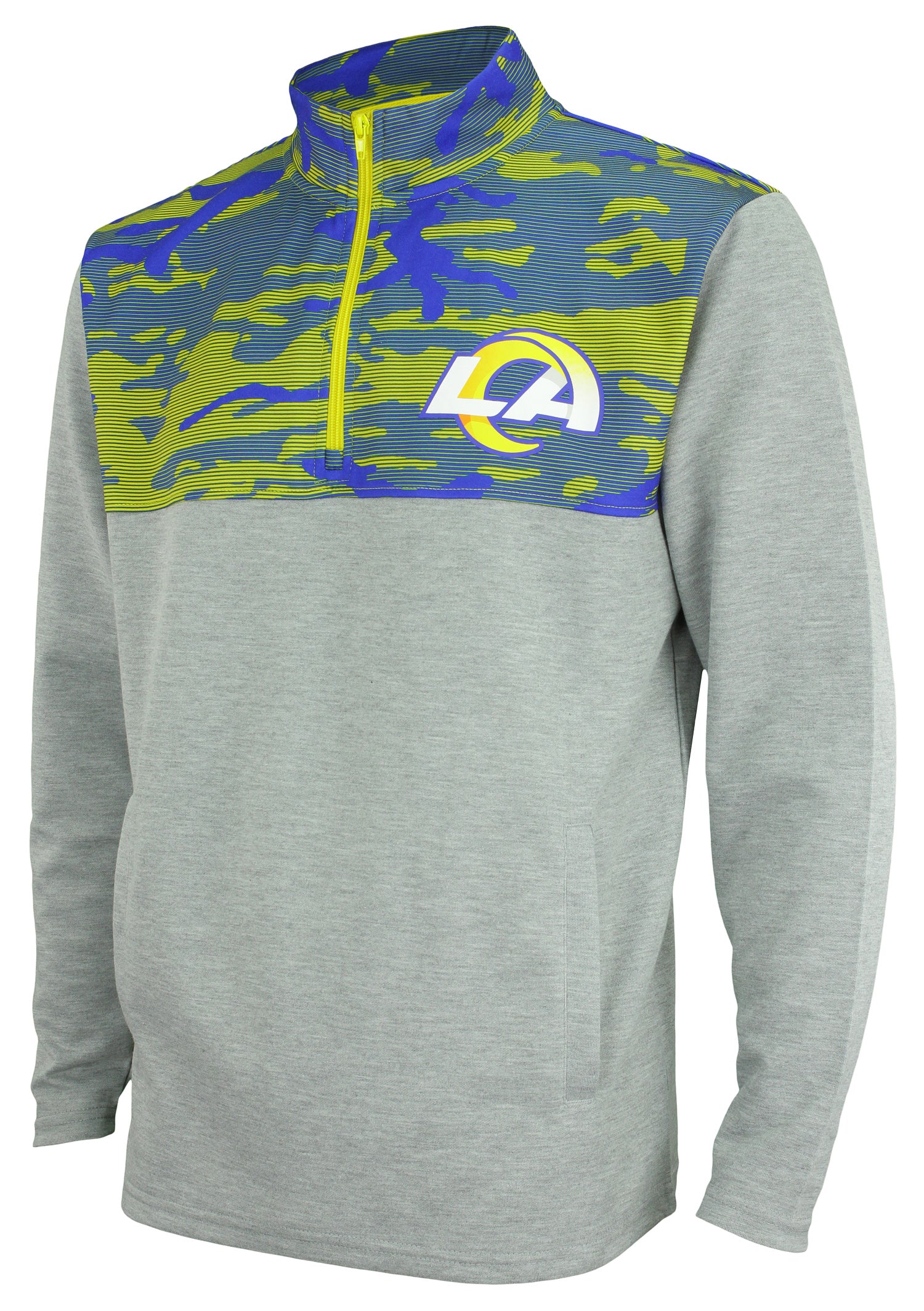 Zubaz NFL Men's Los Angeles Rams 1/4 Zip Fleece Pullover With Camo Lines