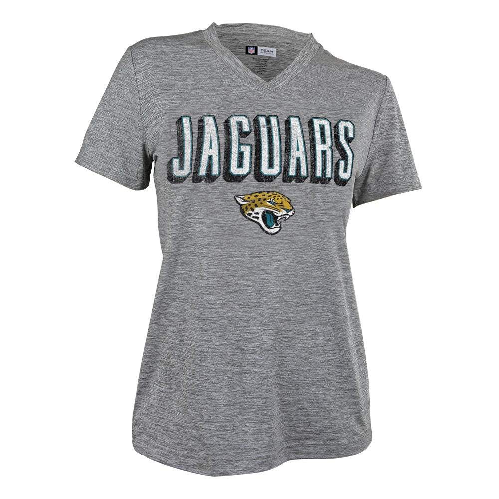 Zubaz NFL Women's Jacksonville Jaguars Retro Zebra V-Neck T-Shirt