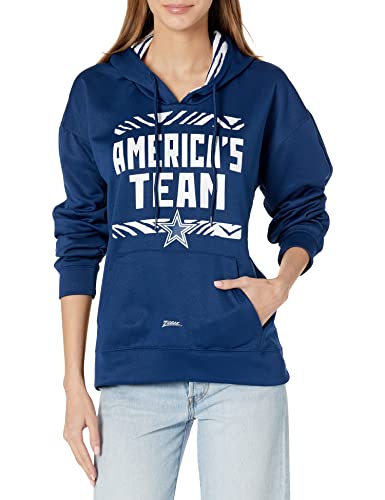 Zubaz NFL DALLAS COWBOYS WOMENS SOLID TEAM COLOR HOOD W/ 2-COLOR ZEBRA HOOD LINER Large