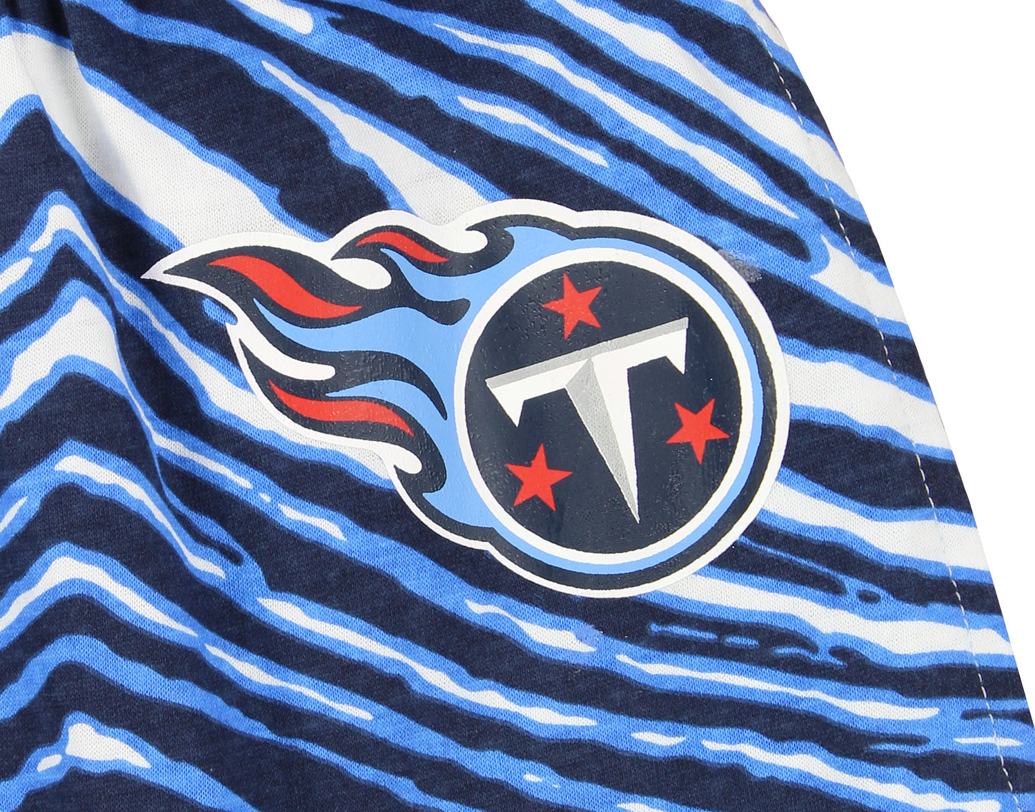 Zubaz Men's TENNESSEE TITANS NAVY/LIGHT BLUE ZEBRA PANT LEFT HIP LOGO