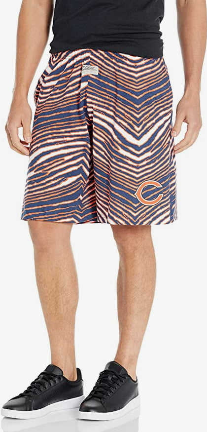 Zubaz Chicago Bears NFL Men's Classic Zebra Print Shorts with Team Logo