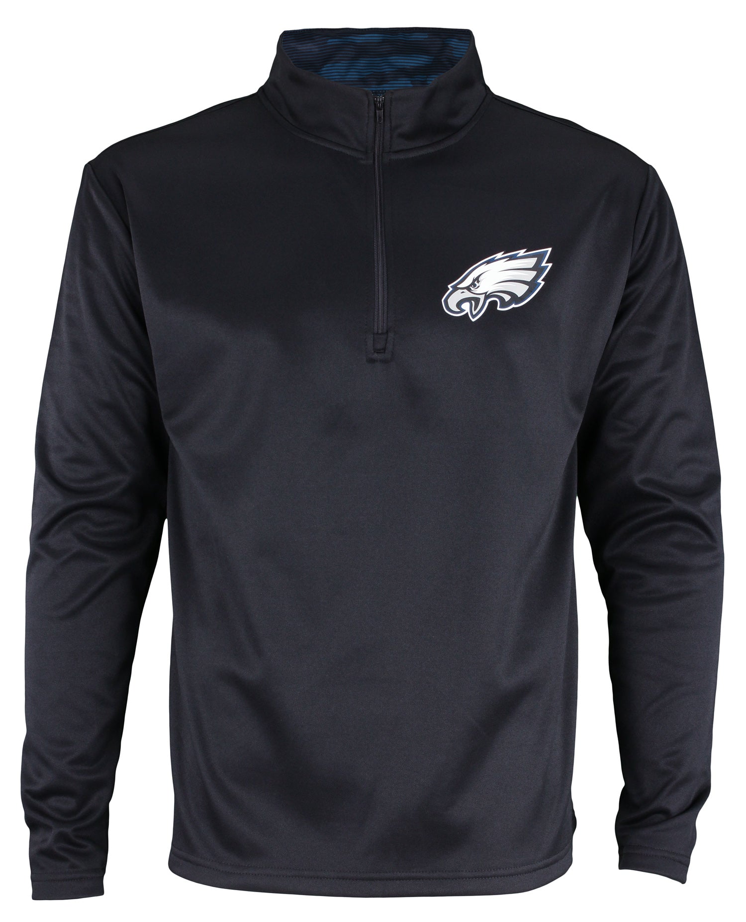 Zubaz NFL Men's Philadelphia Eagles Camo Lines Collar 1/4 Zip Fleece Top, Black