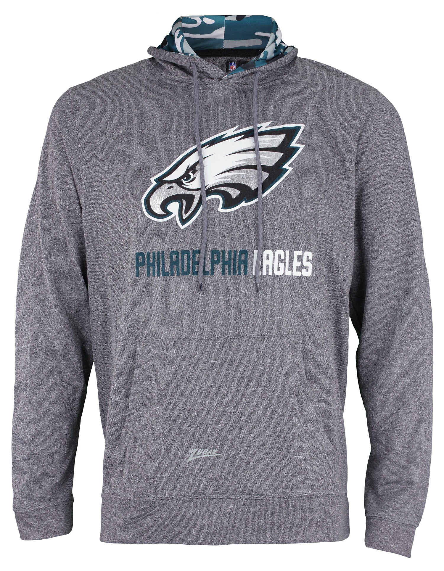 Zubaz NFL Men's Philadelphia Eagles Camo Hood Pullover Hoodie, Gray