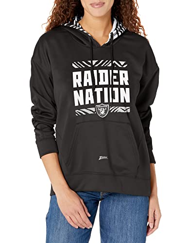 Zubaz NFL Women's Las Vegas Raiders Solid Team Color Hoodie with Zebra Details