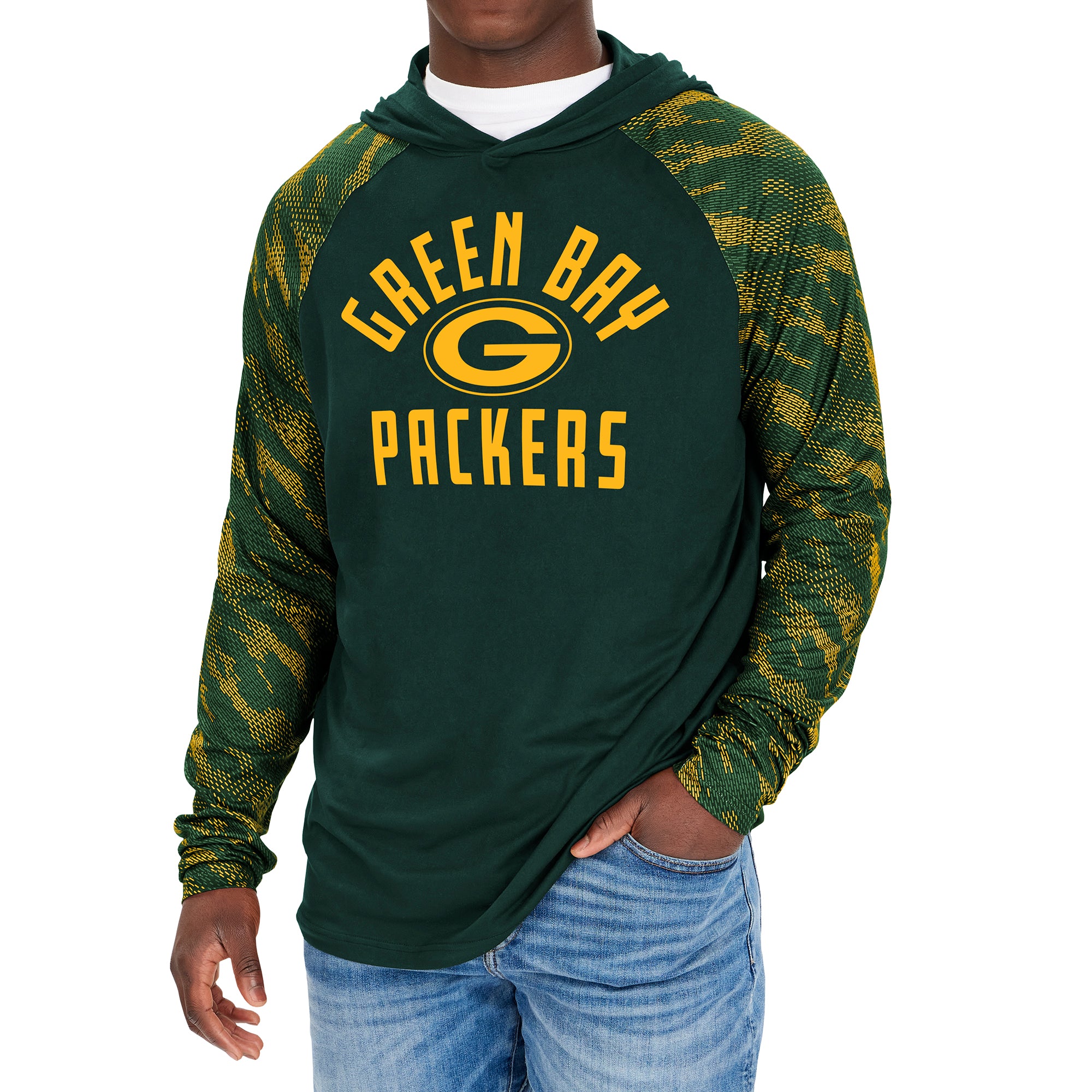 Zubaz NFL Men's Green Bay Packers Viper Print Pullover Hooded Sweatshirt