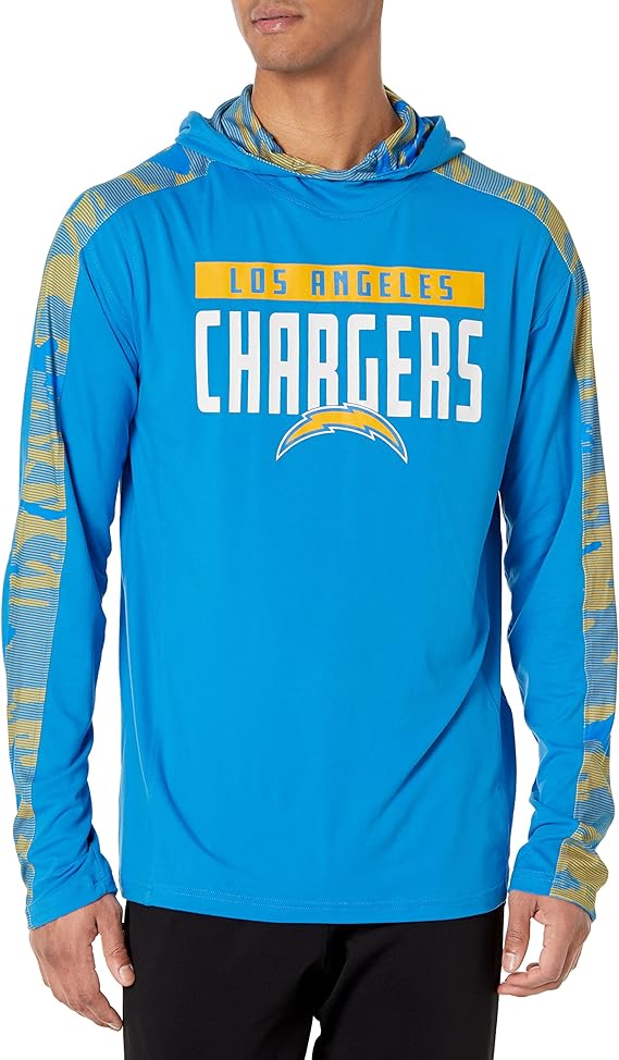 Zubaz NFL Men Los Angeles Chargers Lightweight Elevated Hoodie with Camo Accents