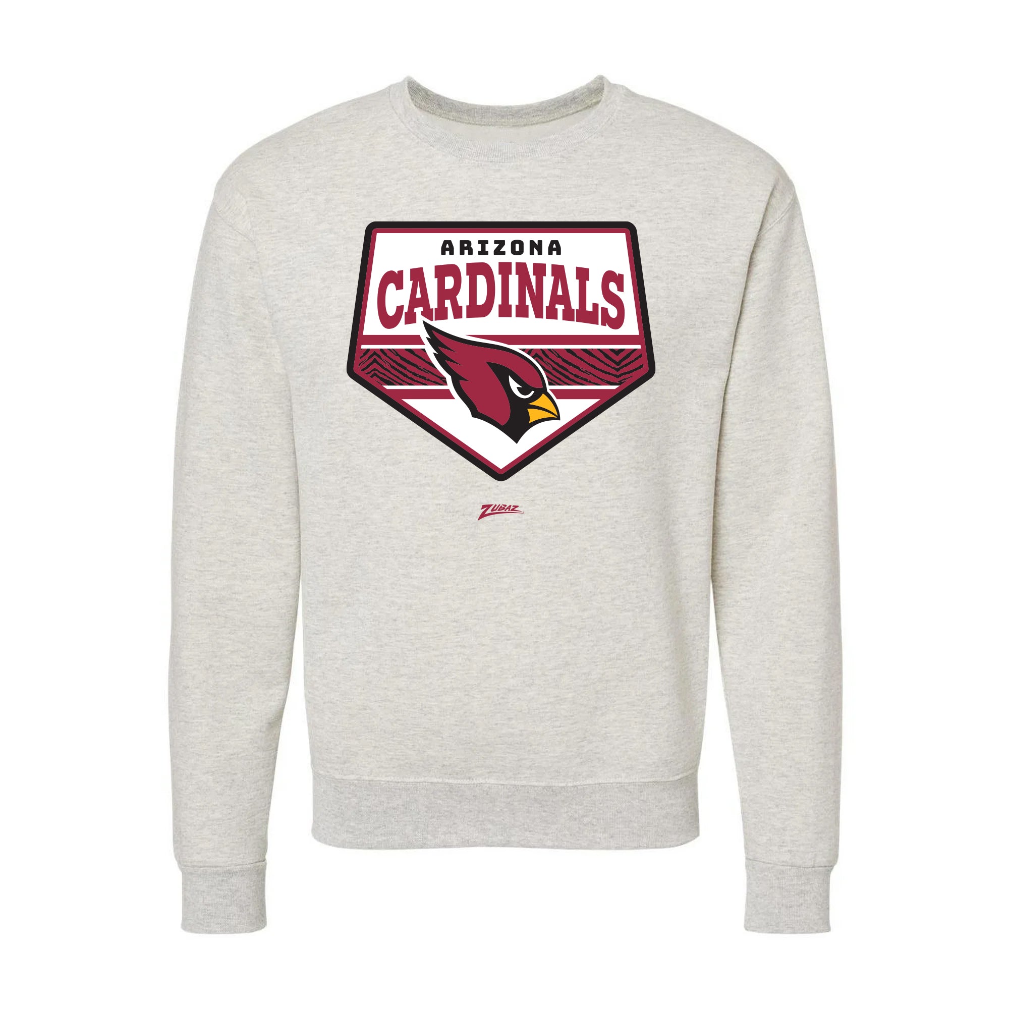 Zubaz NFL Arizona Cardinals Unisex Adult Men's & Women's Pullover Fleece Crew Neck Sweatshirt, Z2C Chip Shot, Oatmeal Heather