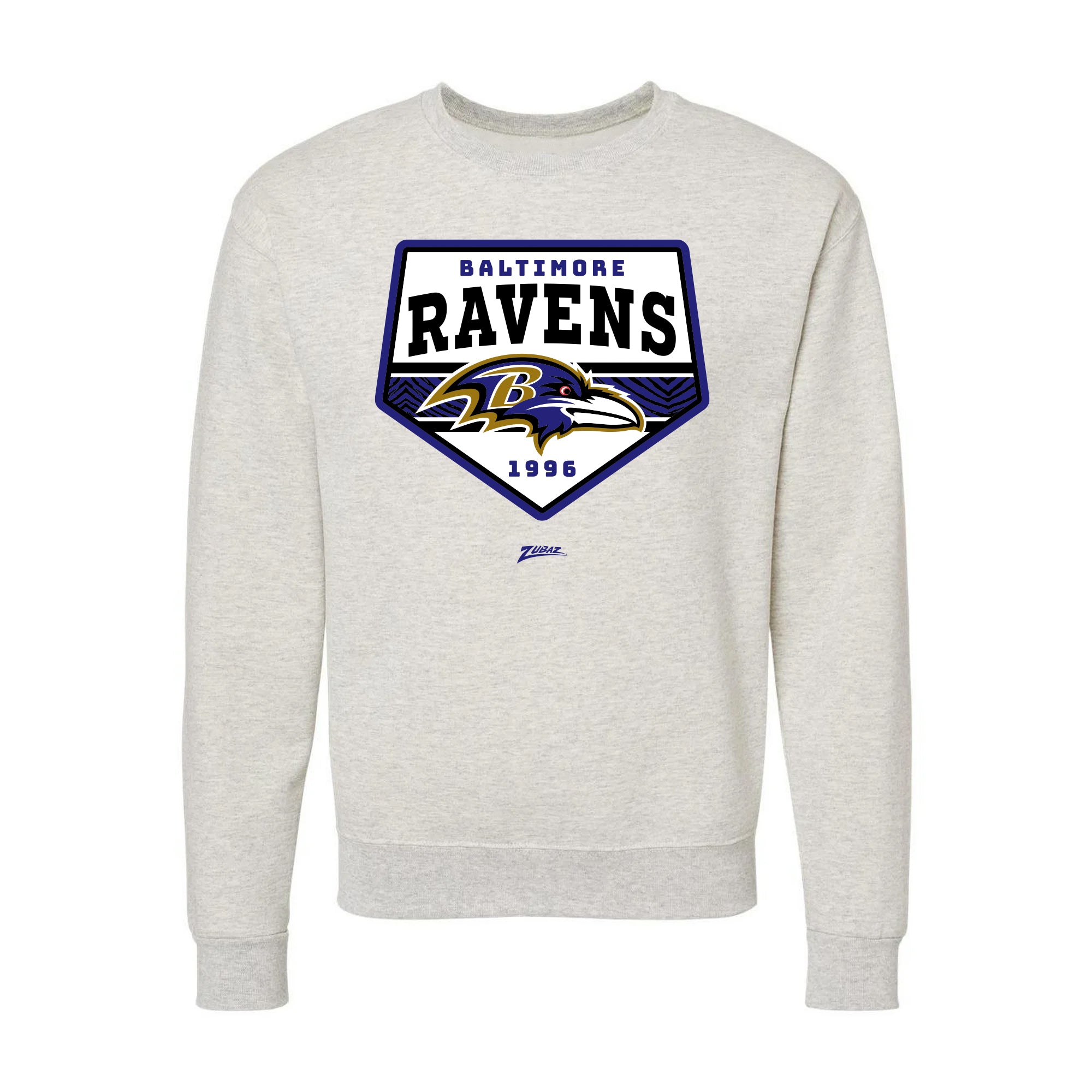 Zubaz NFL Baltimore Ravens Unisex Adult Men's & Women's Pullover Fleece Crew Neck Sweatshirt, Z2C Chip Shot, Oatmeal Heather