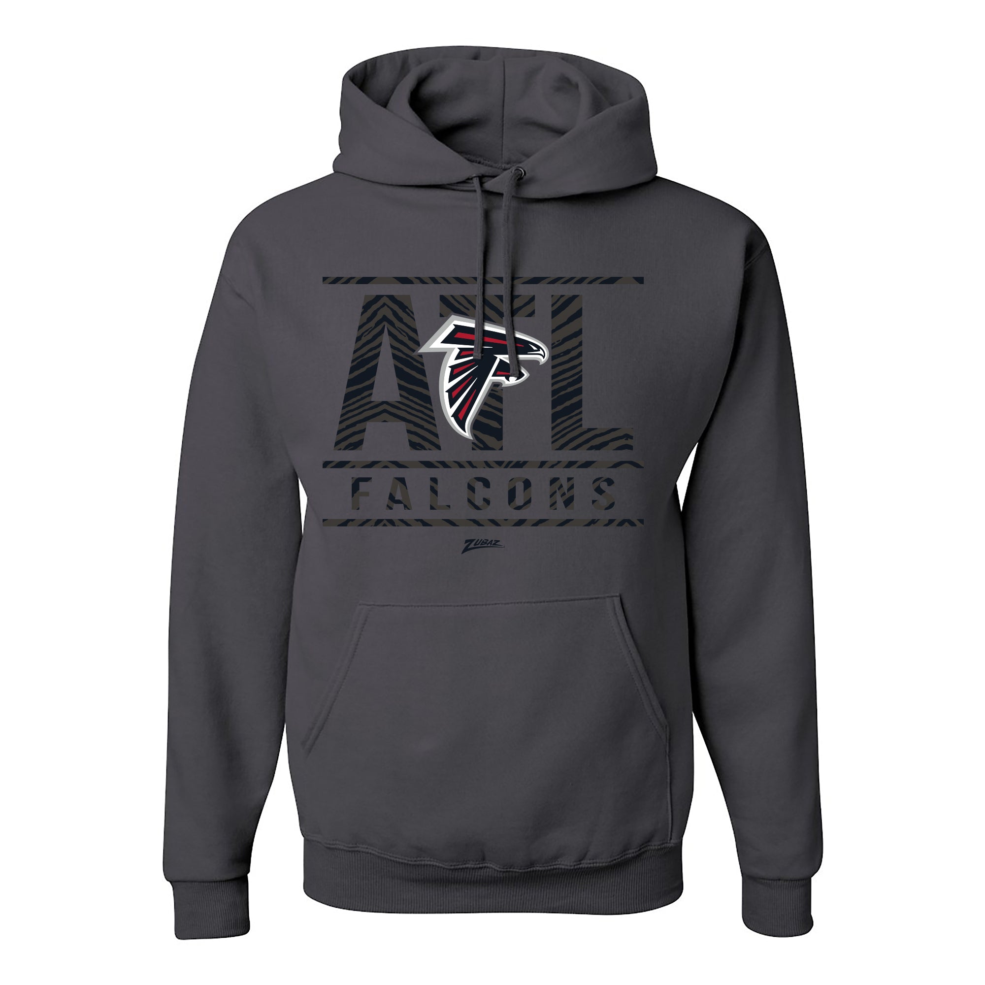 Zubaz NFL Atlanta Falcons Unisex Pullover Fleece Hoodie for Adult Men and Women, Z2C Goal Line, Charcoal