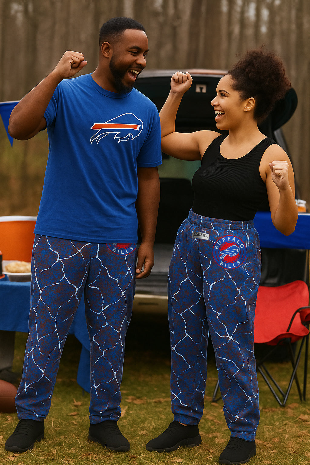 Zubaz NFL Adult Unisex Z88 Embroidered Marble TMC Pants, Buffalo Bills