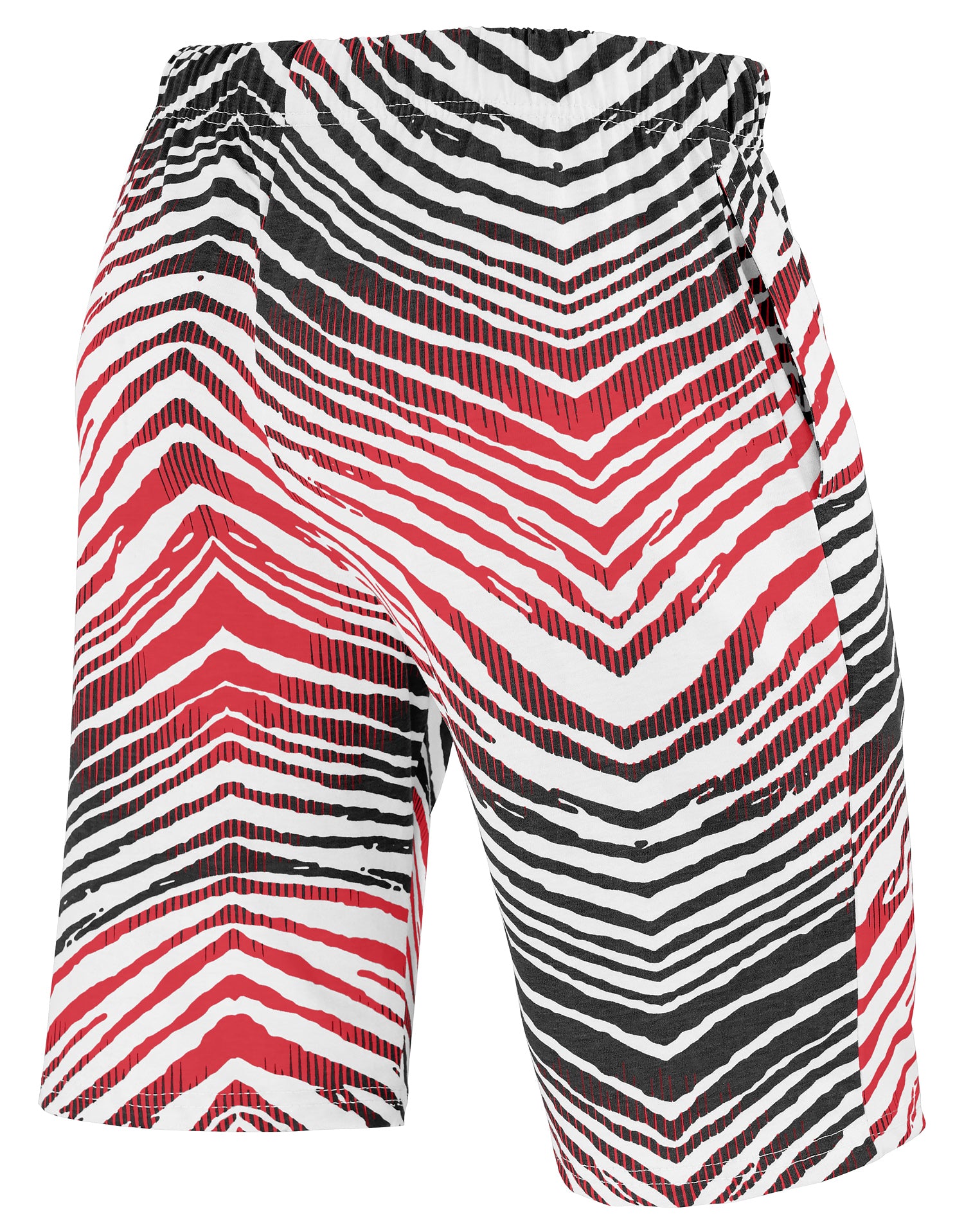 Zubaz NFL Adult Unisex Z88 Embroidered Zebra Ombre TMC Shorts, Atlanta Falcons