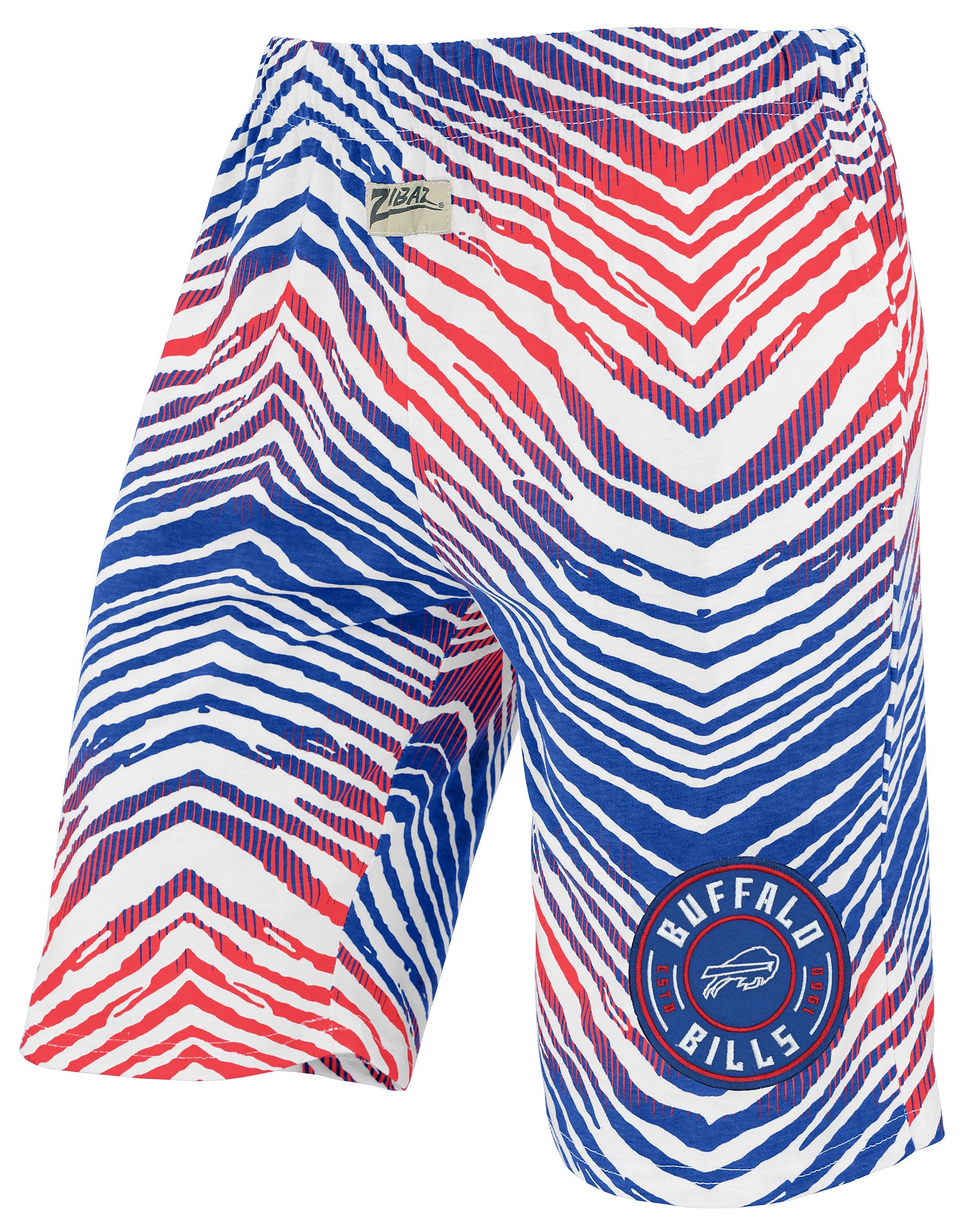 Zubaz NFL Adult Unisex Z88 Embroidered Zebra Ombre TMC Shorts, Buffalo