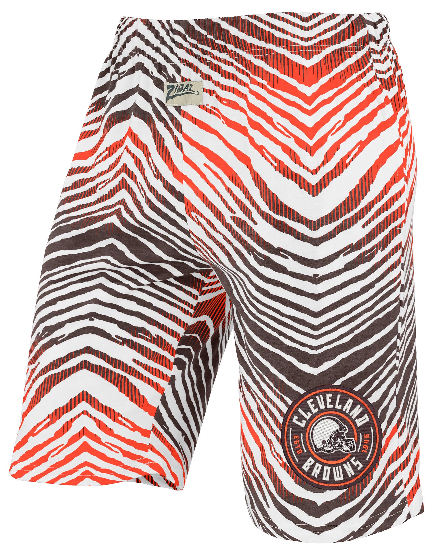 Zubaz NFL Adult Unisex Z88 Embroidered Zebra Ombre TMC Shorts, Cleveland Browns