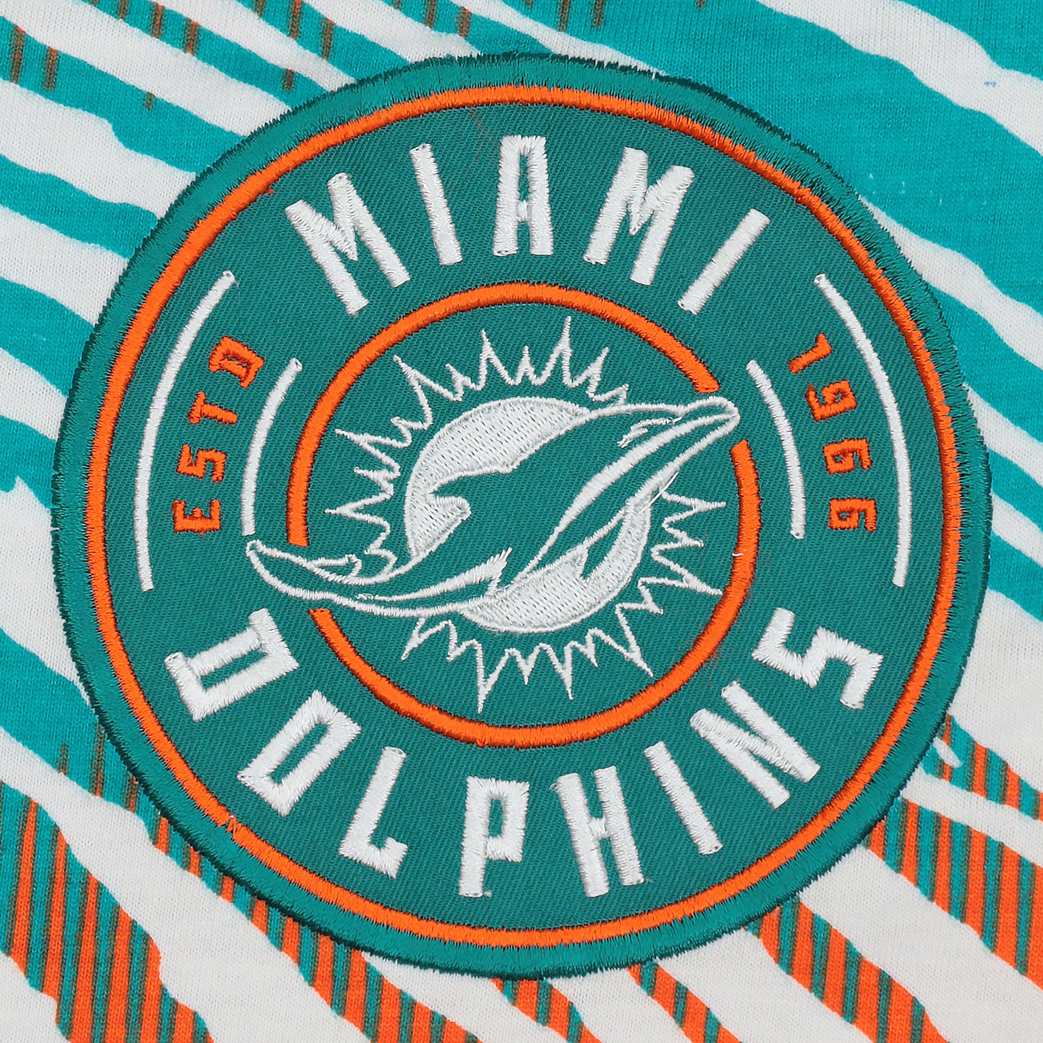 Zubaz NFL Adult Unisex Z88 Embroidered Zebra Ombre TMC Shorts, Miami Dolphins