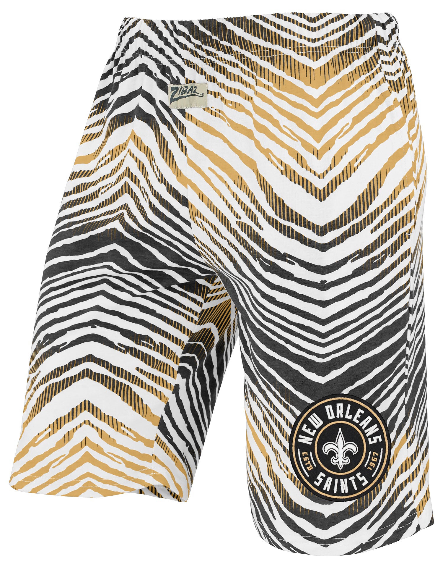 Zubaz NFL Adult Unisex Z88 Embroidered Zebra Ombre TMC Shorts, New Orleans Saints