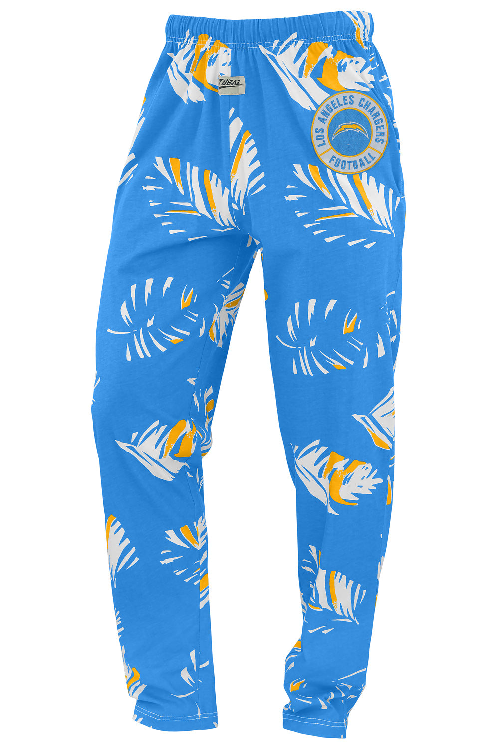 Zubaz NFL Adult Unisex Z88 Embroidered Leaf 3 Color Pants, Los Angeles Chargers