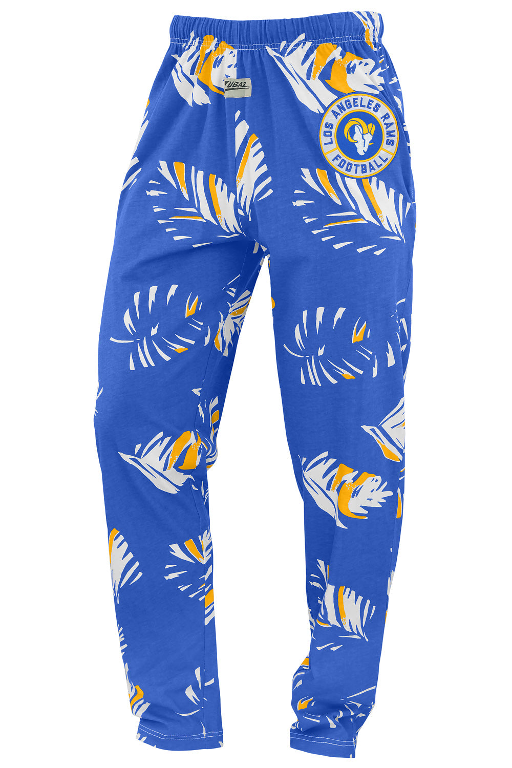 Zubaz NFL Adult Unisex Z88 Embroidered Leaf 3 Color Pants, Los Angeles Rams