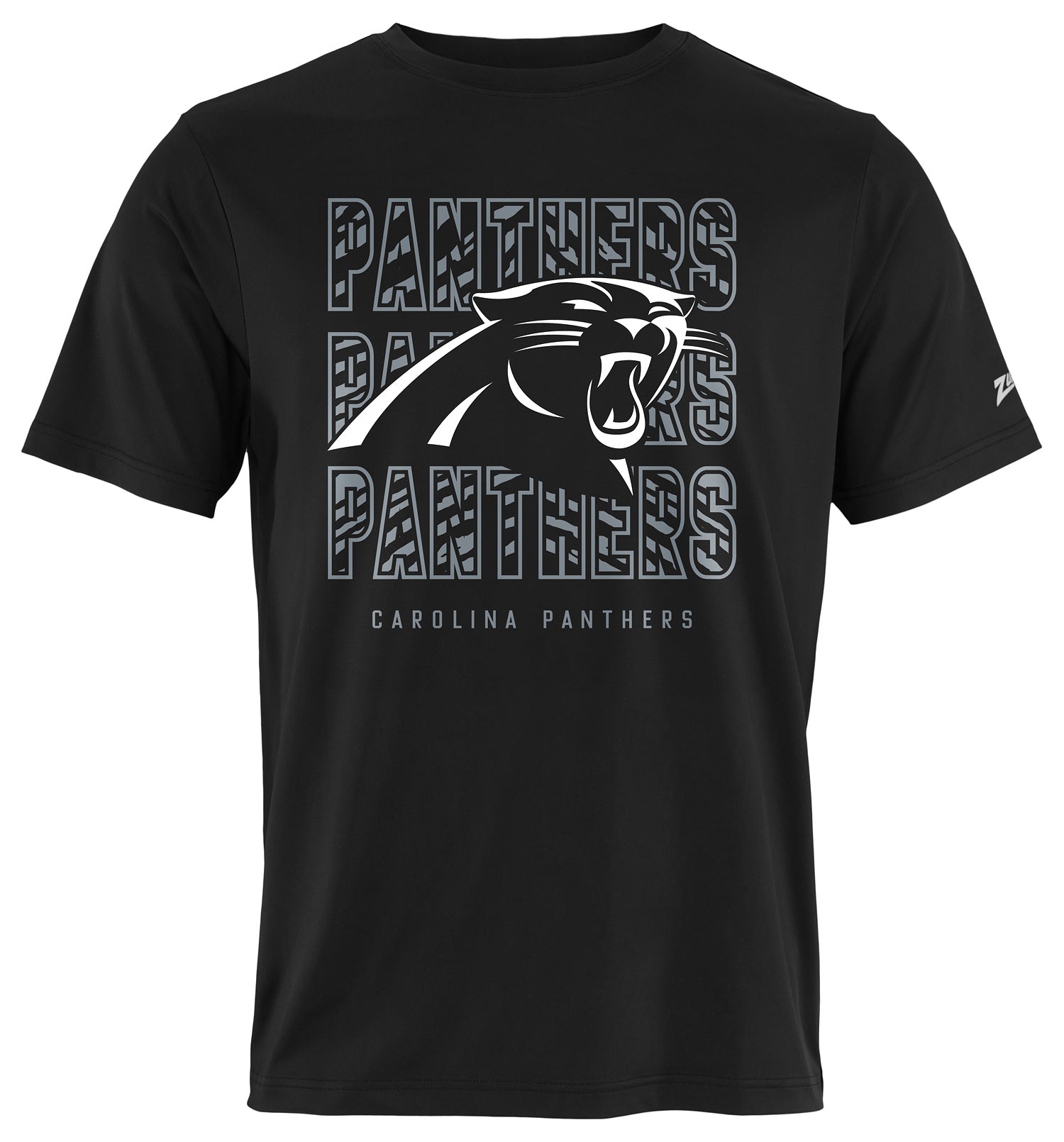 Zubaz NFL Men's Repeat Play Black Short Sleeve T-Shirt, Carolina Panthers