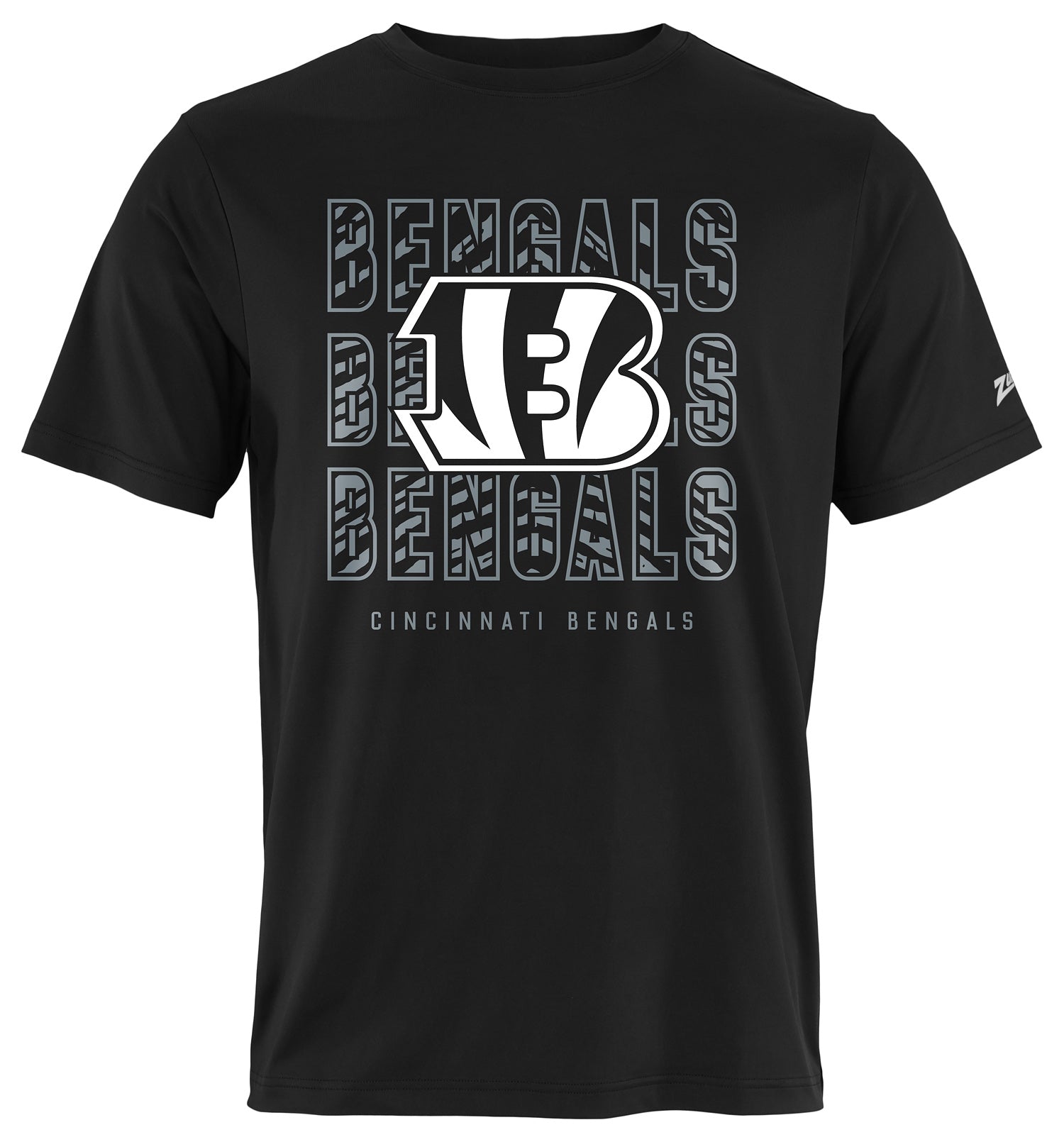 Zubaz NFL Men's Repeat Play Black Short Sleeve T-Shirt, Cincinnati Bengals