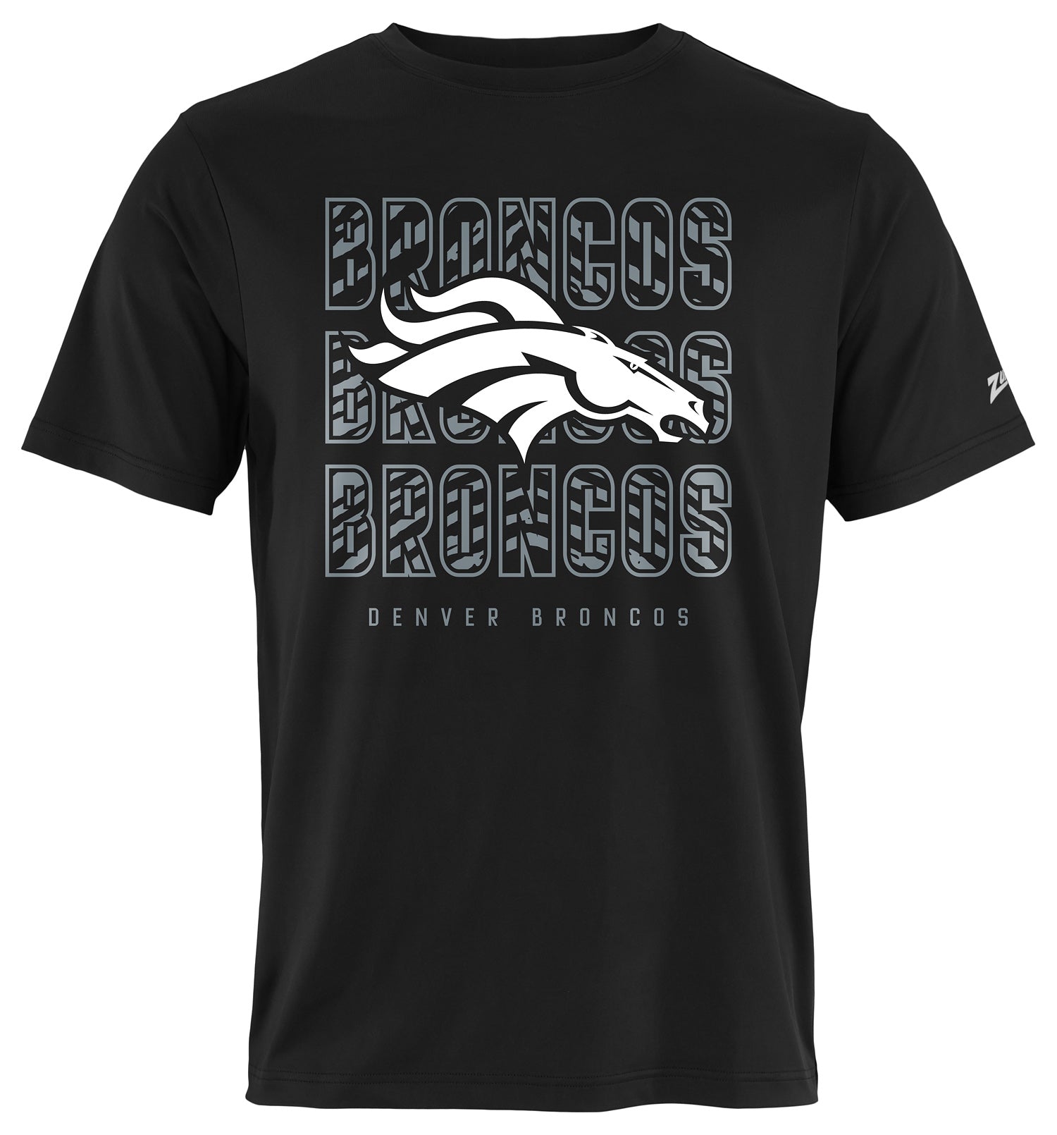Zubaz NFL Men's Repeat Play Black Short Sleeve T-Shirt, Denver Broncos