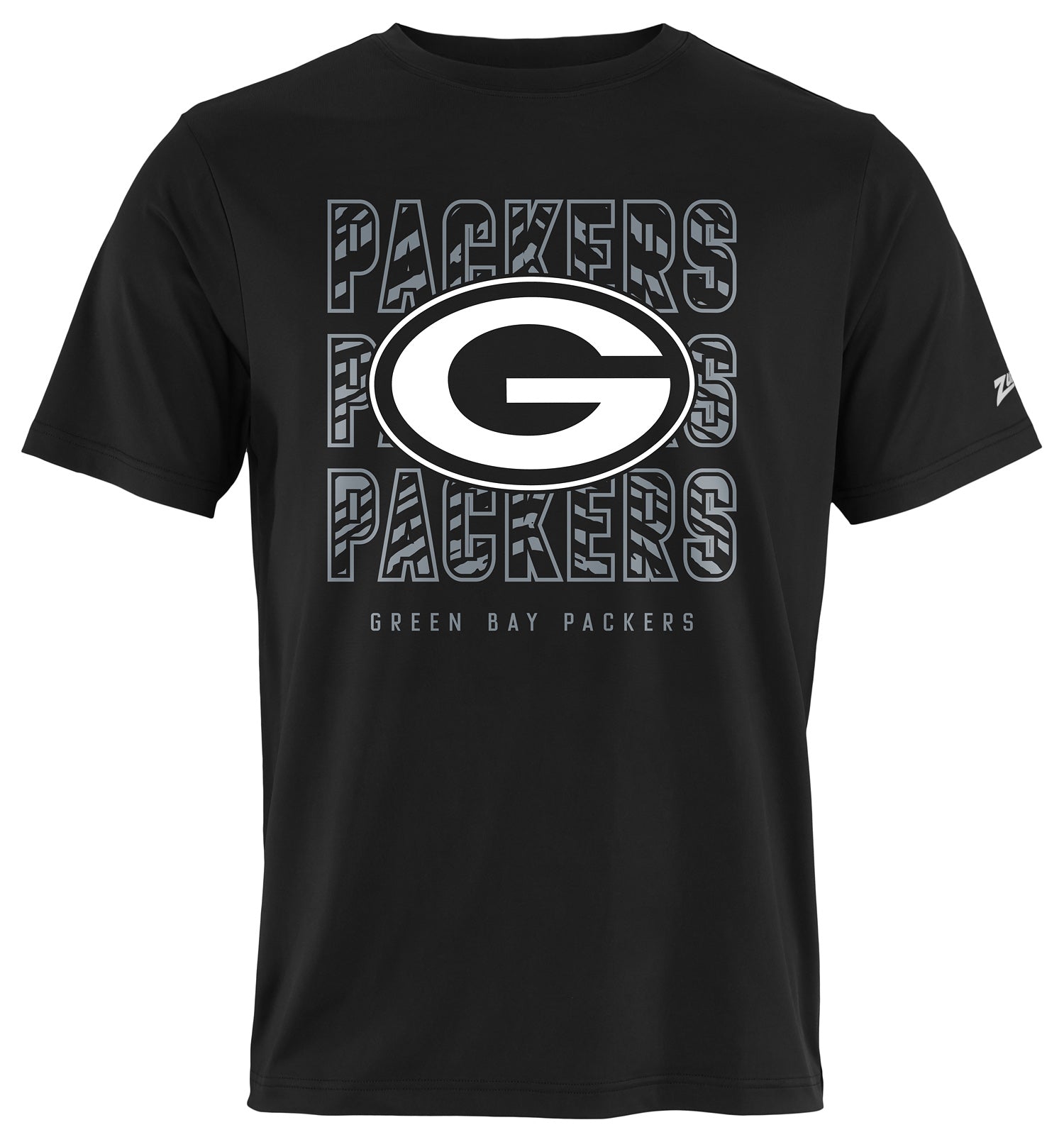 Zubaz NFL Men's Repeat Play Black Short Sleeve T-Shirt, Green Bay Packers