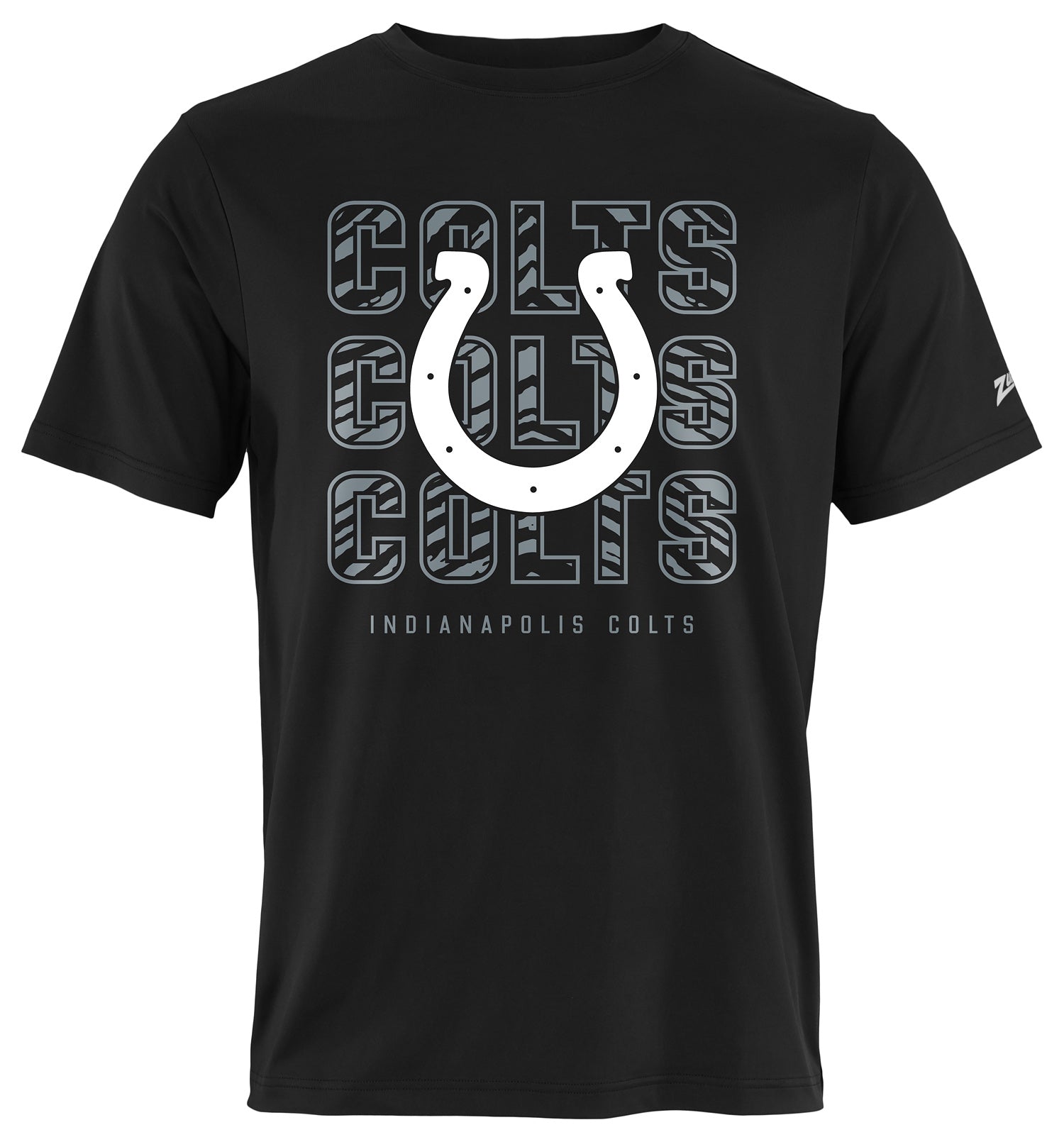 Zubaz NFL Men's Repeat Play Black Short Sleeve T-Shirt, Indianapolis Colts