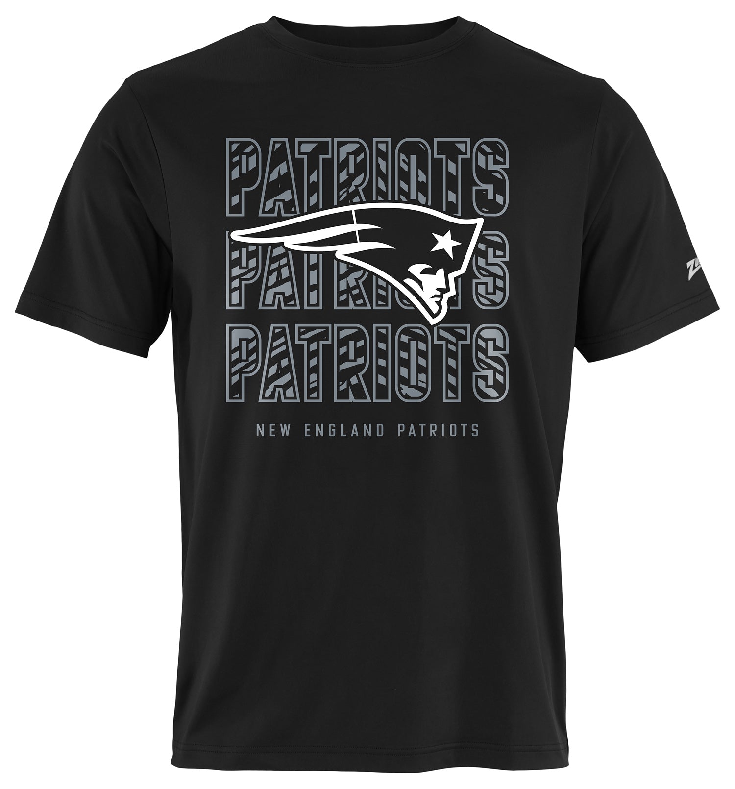 Zubaz NFL Men's Repeat Play Black Short Sleeve T-Shirt, New England Patriots