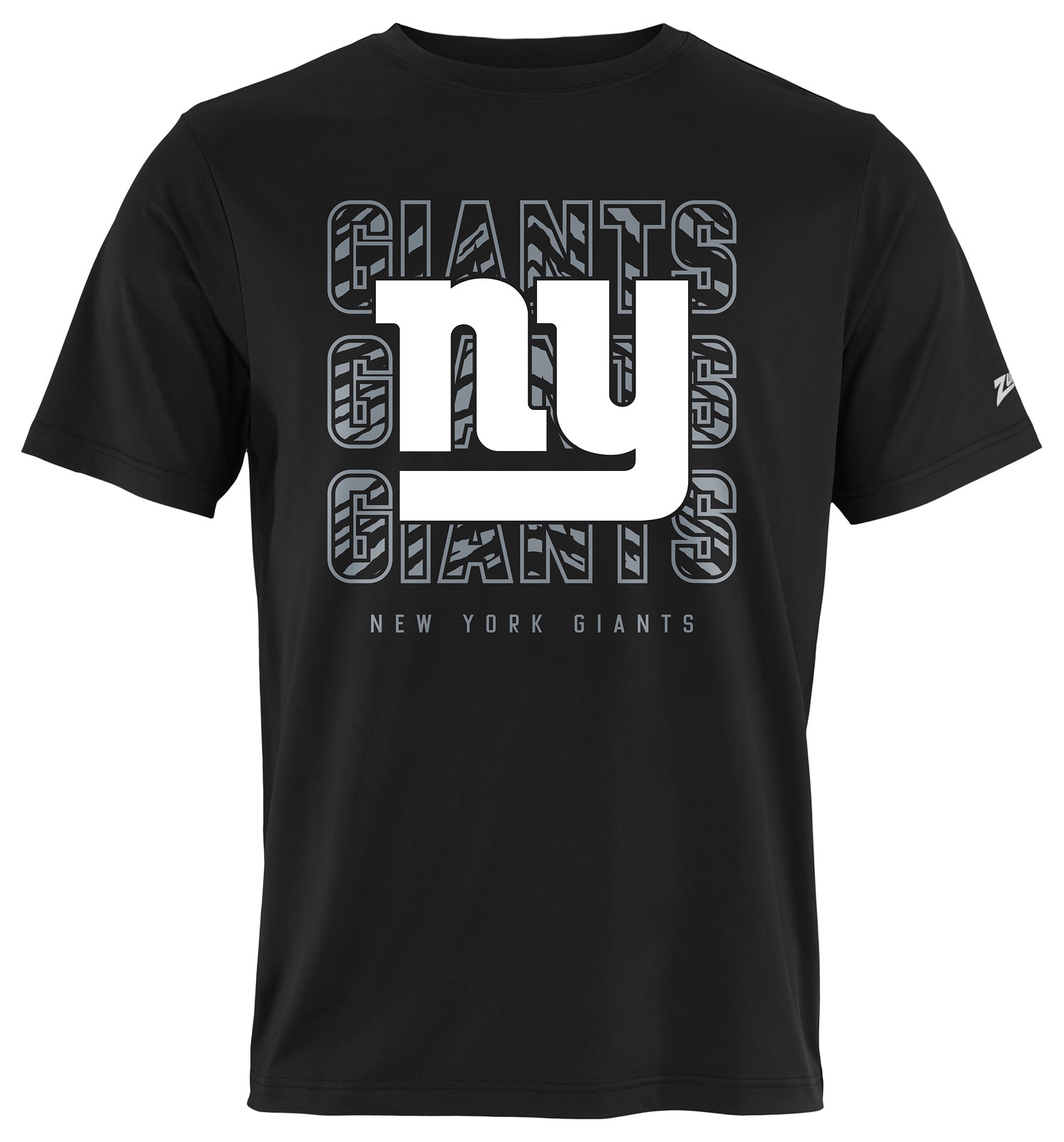 Zubaz NFL Men's Repeat Play Black Short Sleeve T-Shirt, New York Giants