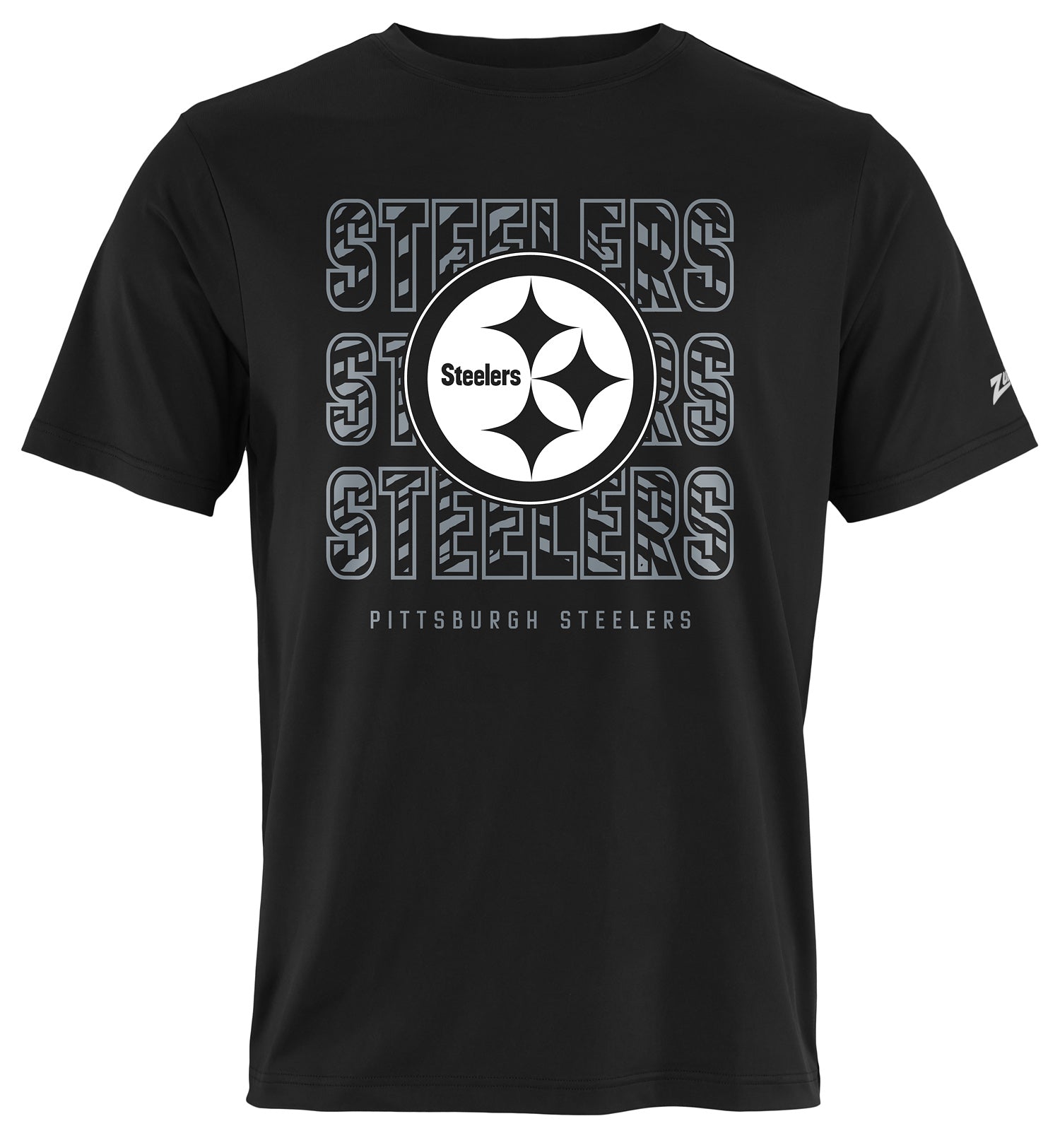 Zubaz NFL Men's Repeat Play Black Short Sleeve T-Shirt, Pittsburgh Steelers