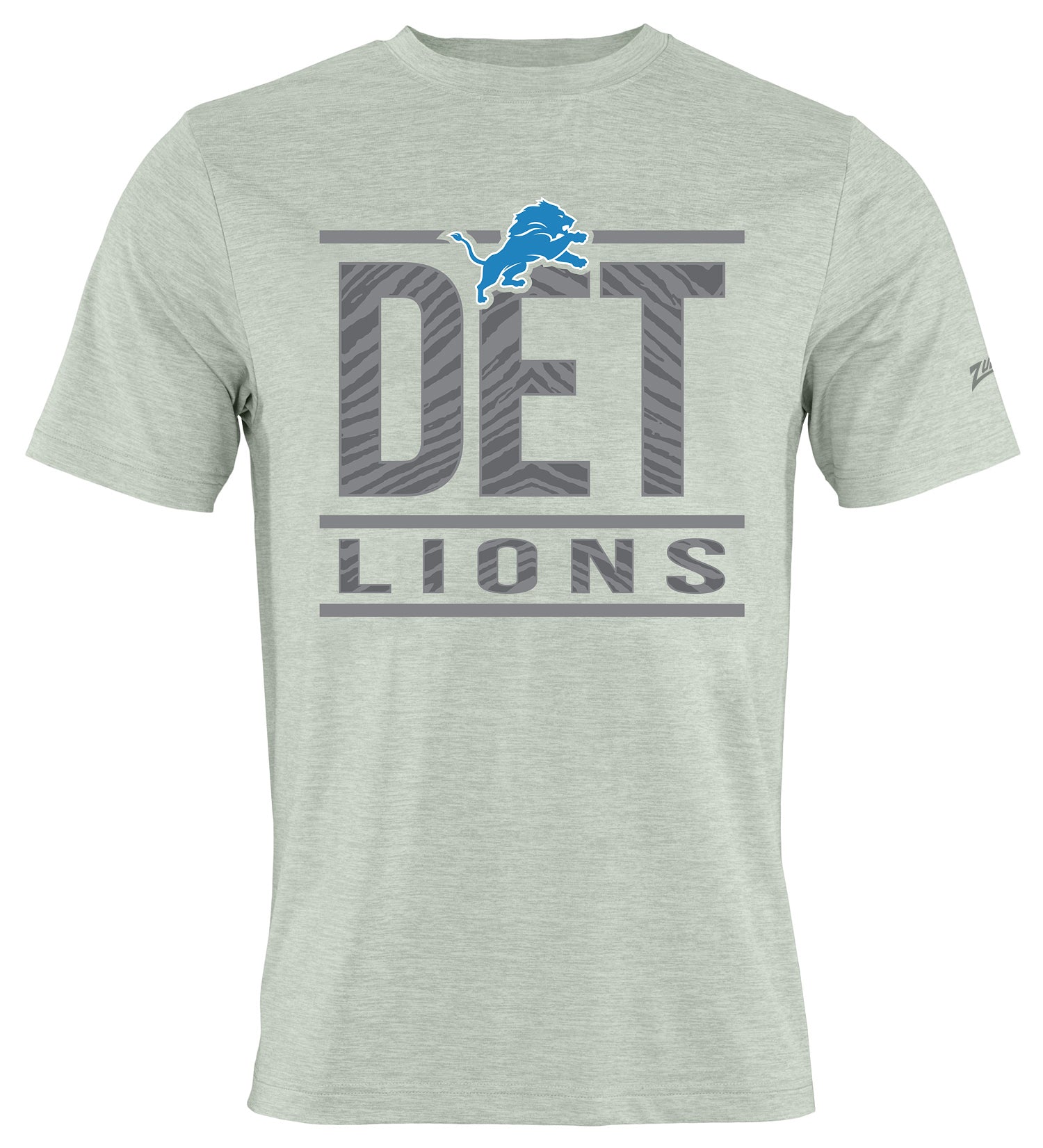 Zubaz NFL Men's Goal Line Heather Gray Short Sleeve T-Shirt, Detroit Lions