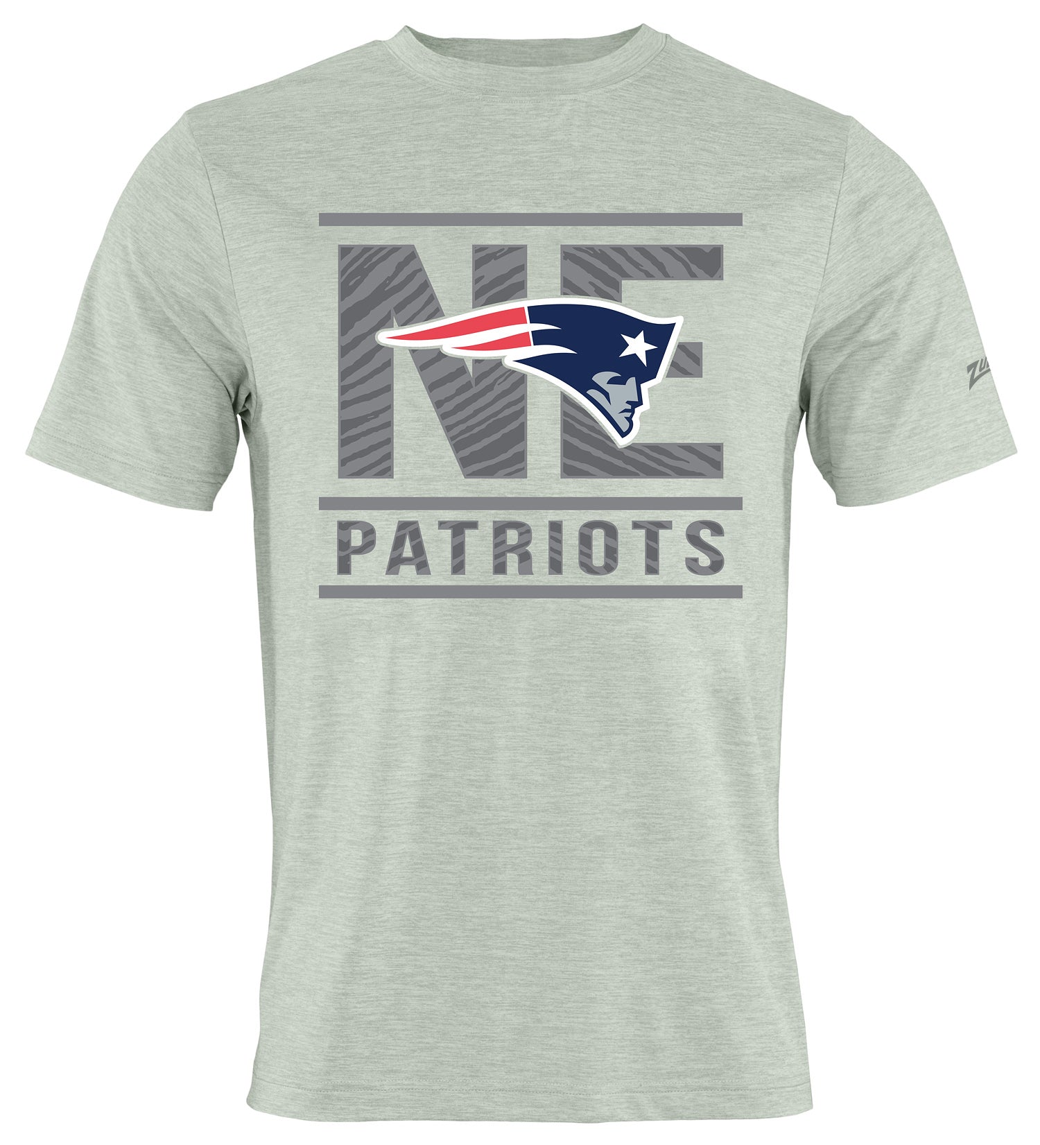 Zubaz NFL Men's Goal Line Heather Gray Short Sleeve T-Shirt, New England Patriots