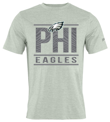 Zubaz NFL Men's Goal Line Heather Gray Short Sleeve T-Shirt, Philadelphia Eagles