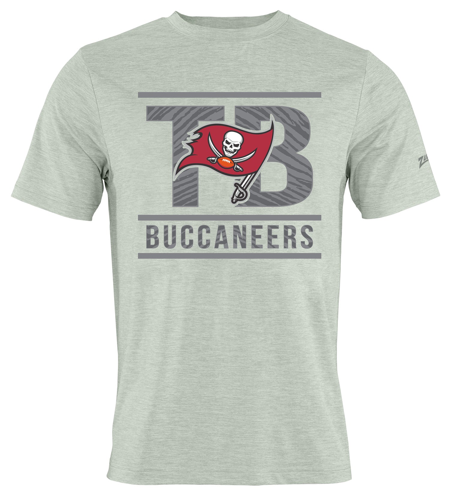 Zubaz NFL Men's Goal Line Heather Gray Short Sleeve T-Shirt, Tampa Bay Buccaneers