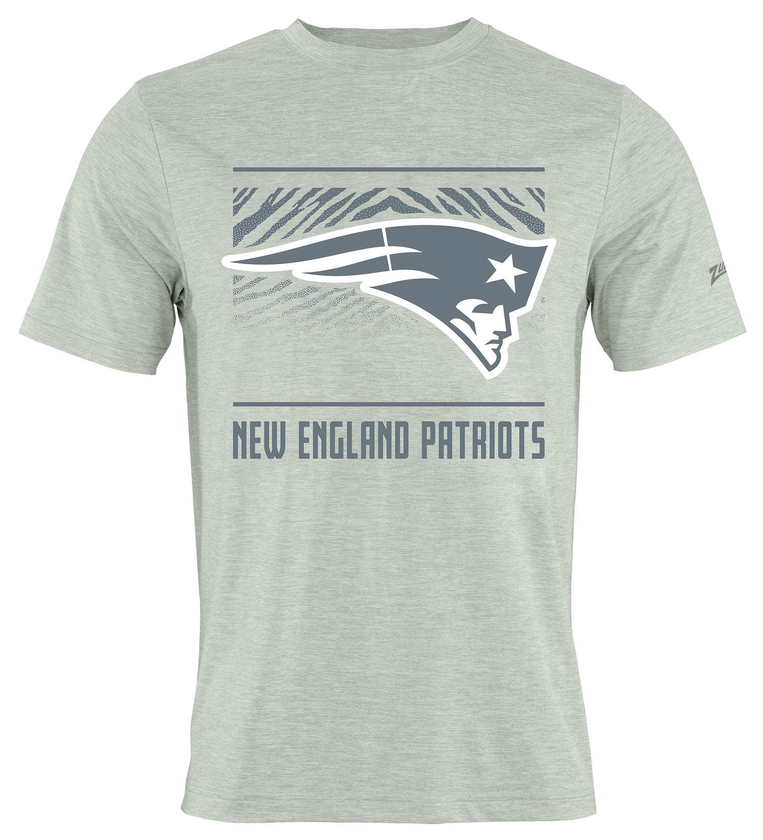 Zubaz NFL Men's Tunnel Heather Gray Short Sleeve T-Shirt, New England Patriots