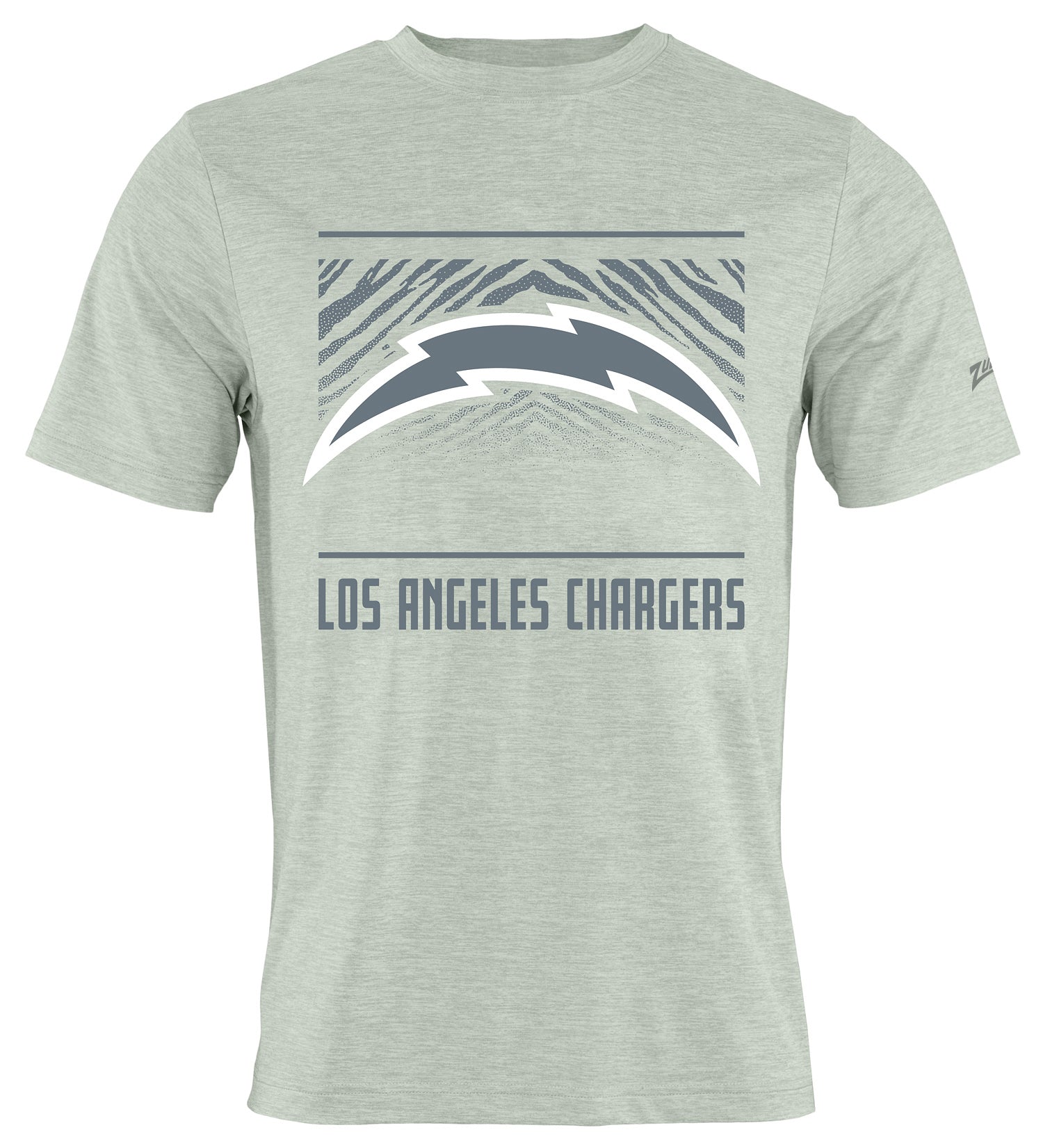 Zubaz NFL Men's Tunnel Heather Gray Short Sleeve T-Shirt, Los Angeles Chargers