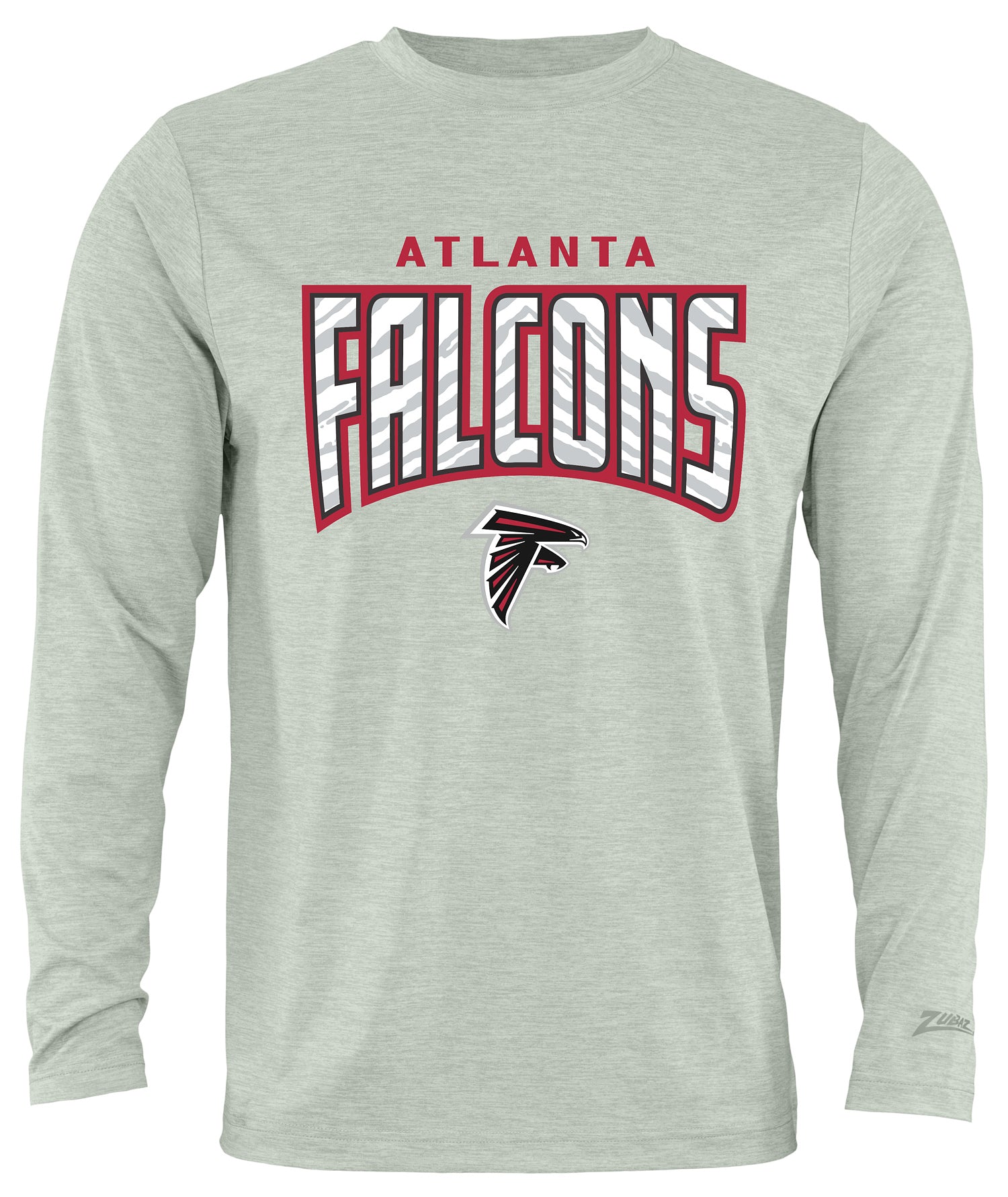 Zubaz NFL Men's Hail Mary Heather Gray Long Sleeve T-Shirt, Atlanta Fa