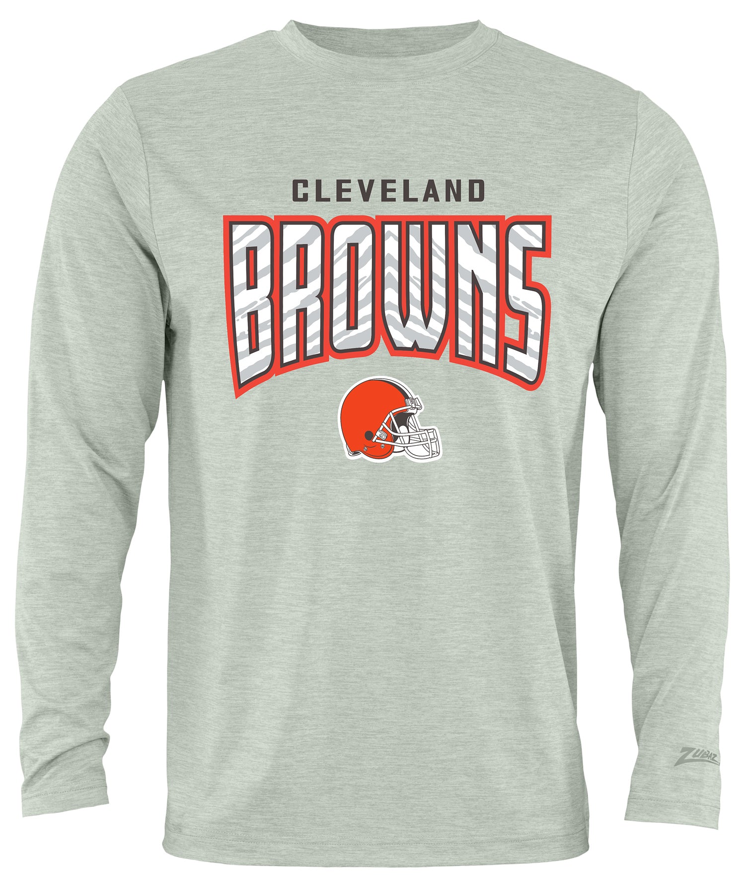Zubaz NFL Men's Hail Mary Heather Gray Long Sleeve T-Shirt, Cleveland
