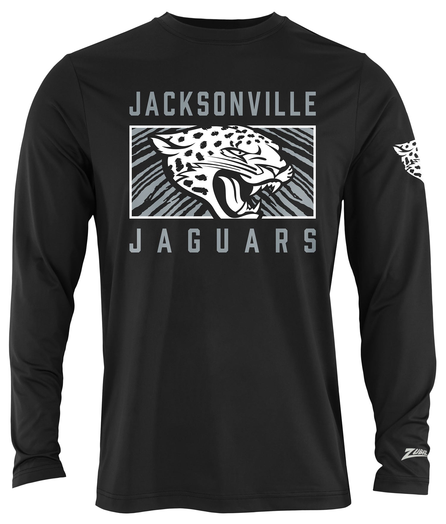 Zubaz NFL Men's Black End Zone Long Sleeve T-Shirt, Jacksonville Jagua