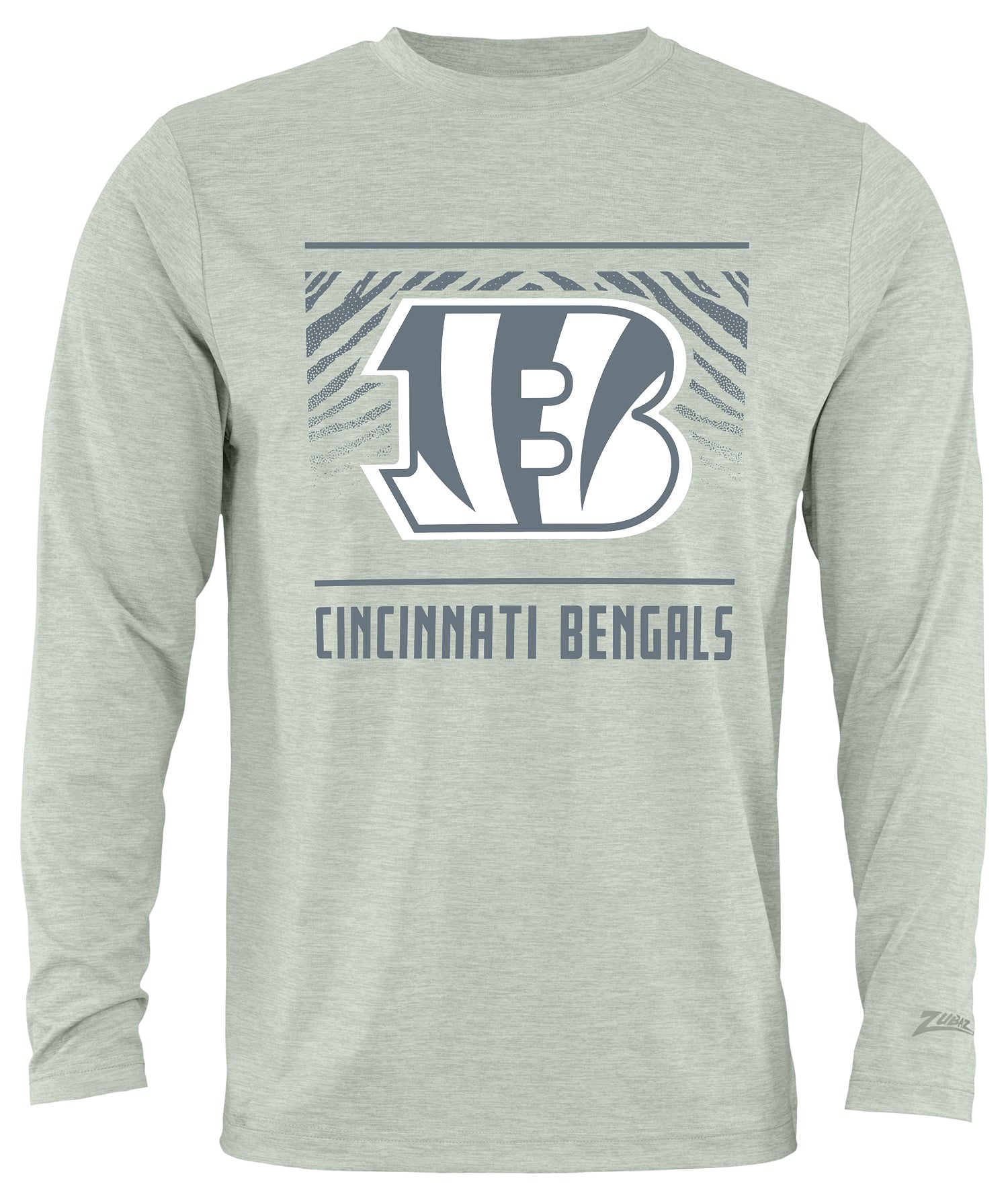 Zubaz NFL Men's Heather Gray Tunnel Tonal Long Sleeve T-Shirt, Cincinnati Bengals